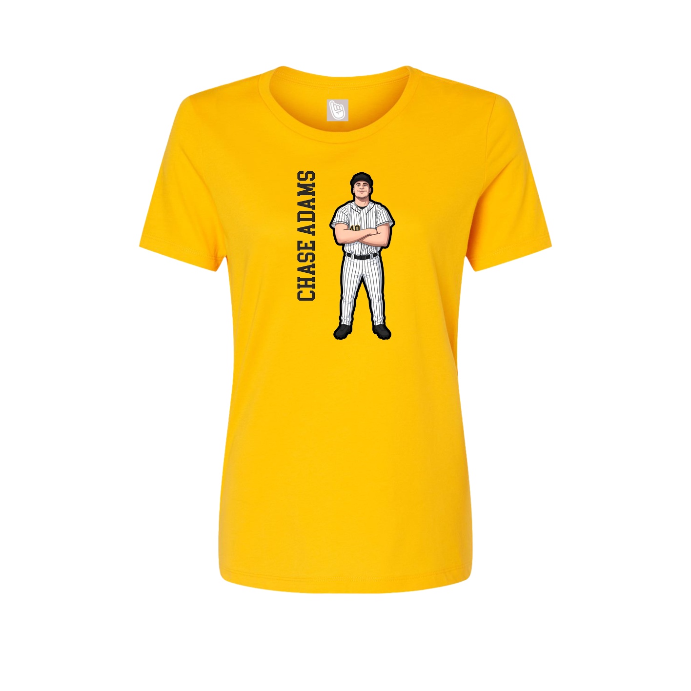 Fitted Women's Tee — Name Vertical in Gold