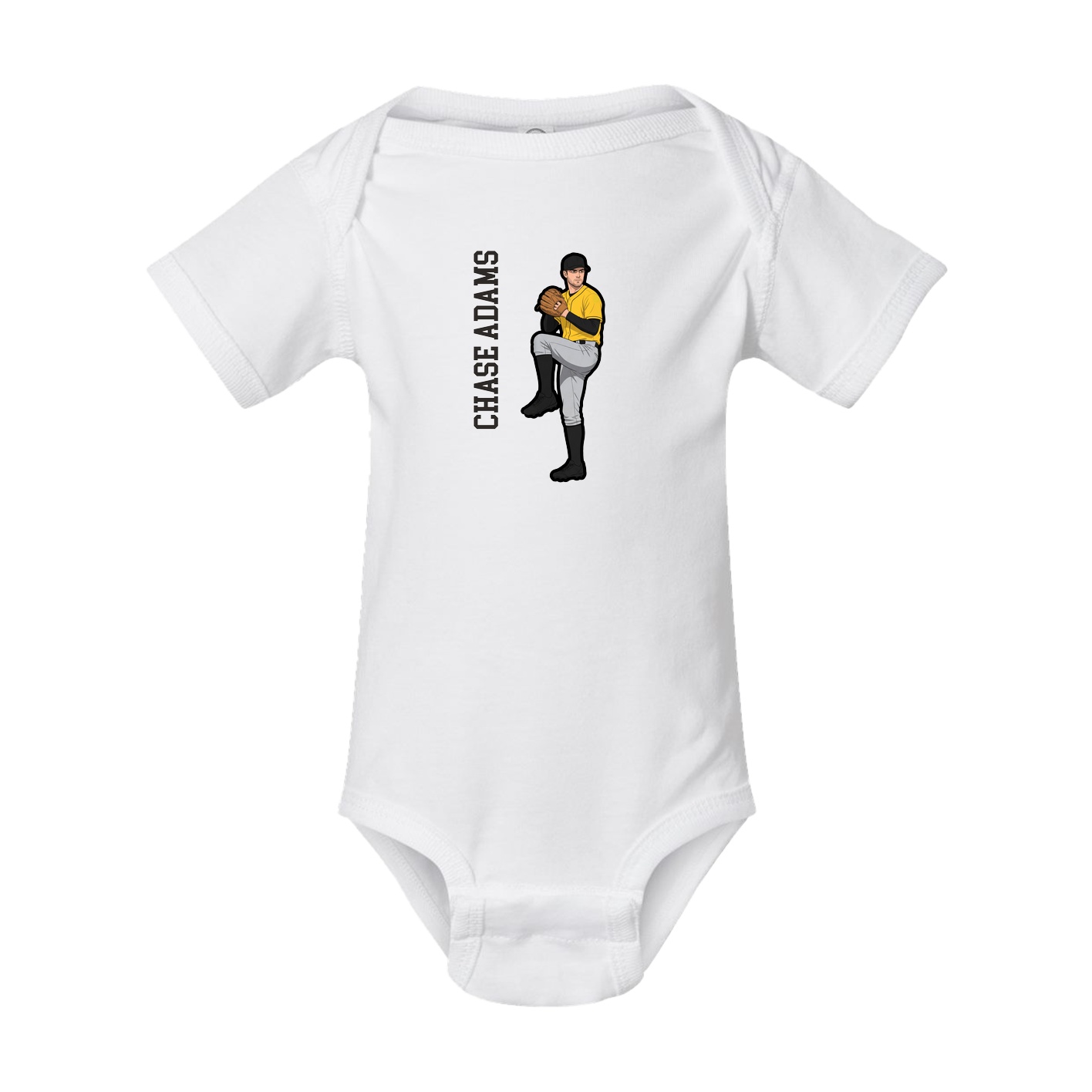 Baby Onesie — Name Vertical in White