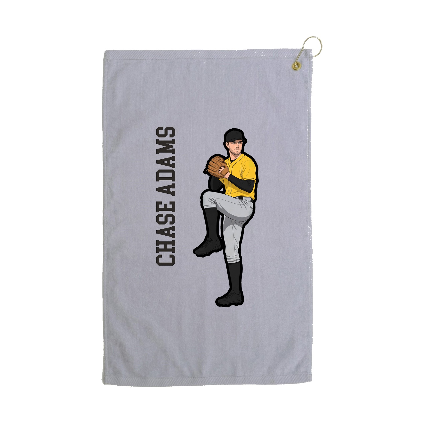 Golf Towel — Name Vertical in Grey