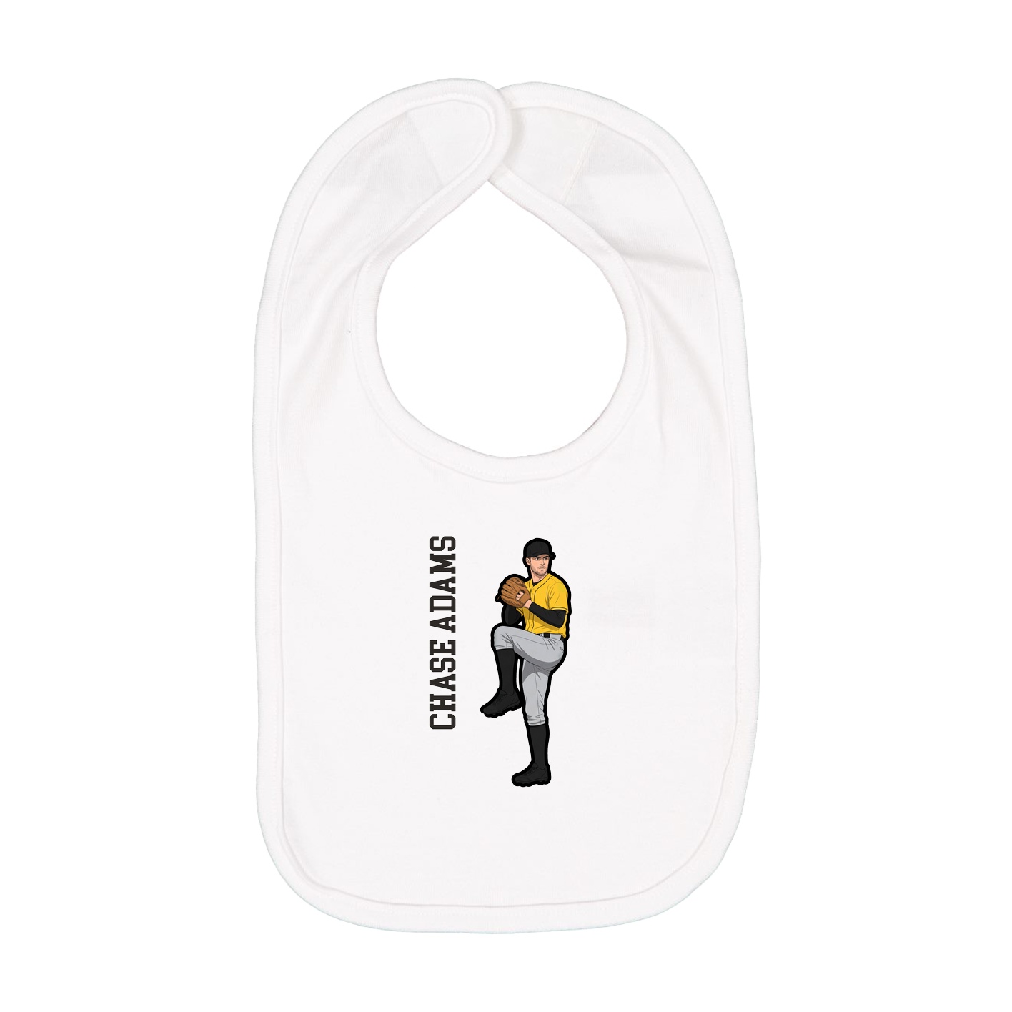 Infant Bib — Name Vertical in White