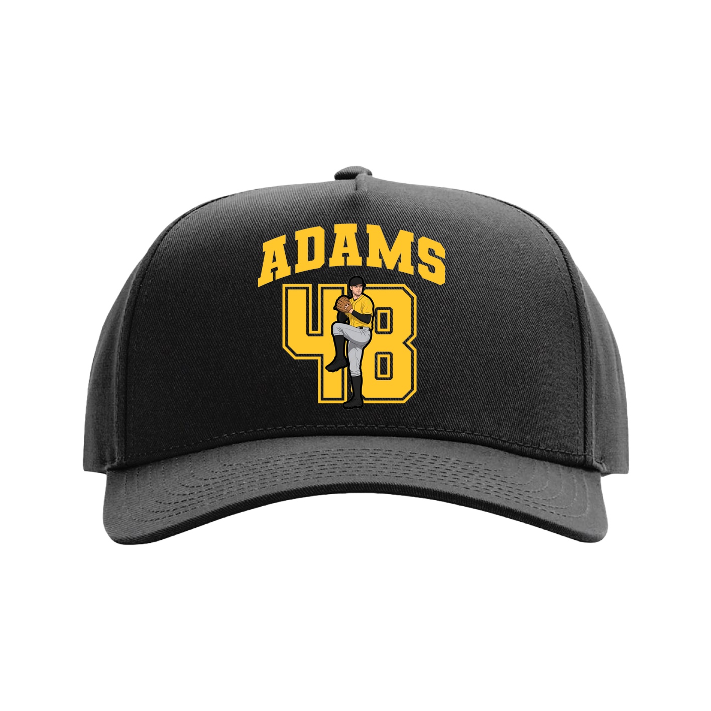 Full Fabric Five-Panel Champ Cap — Number in Black