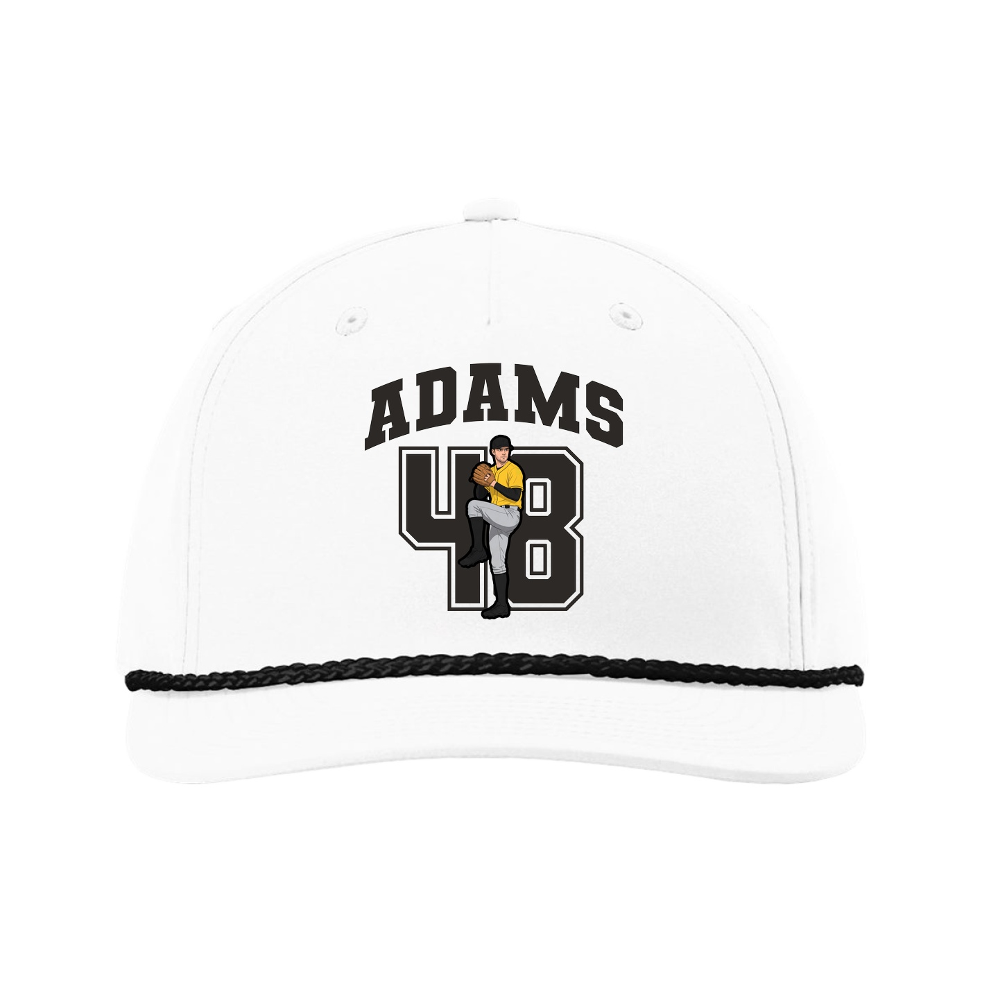 Five-Panel Classic Rope Cap — Number in White