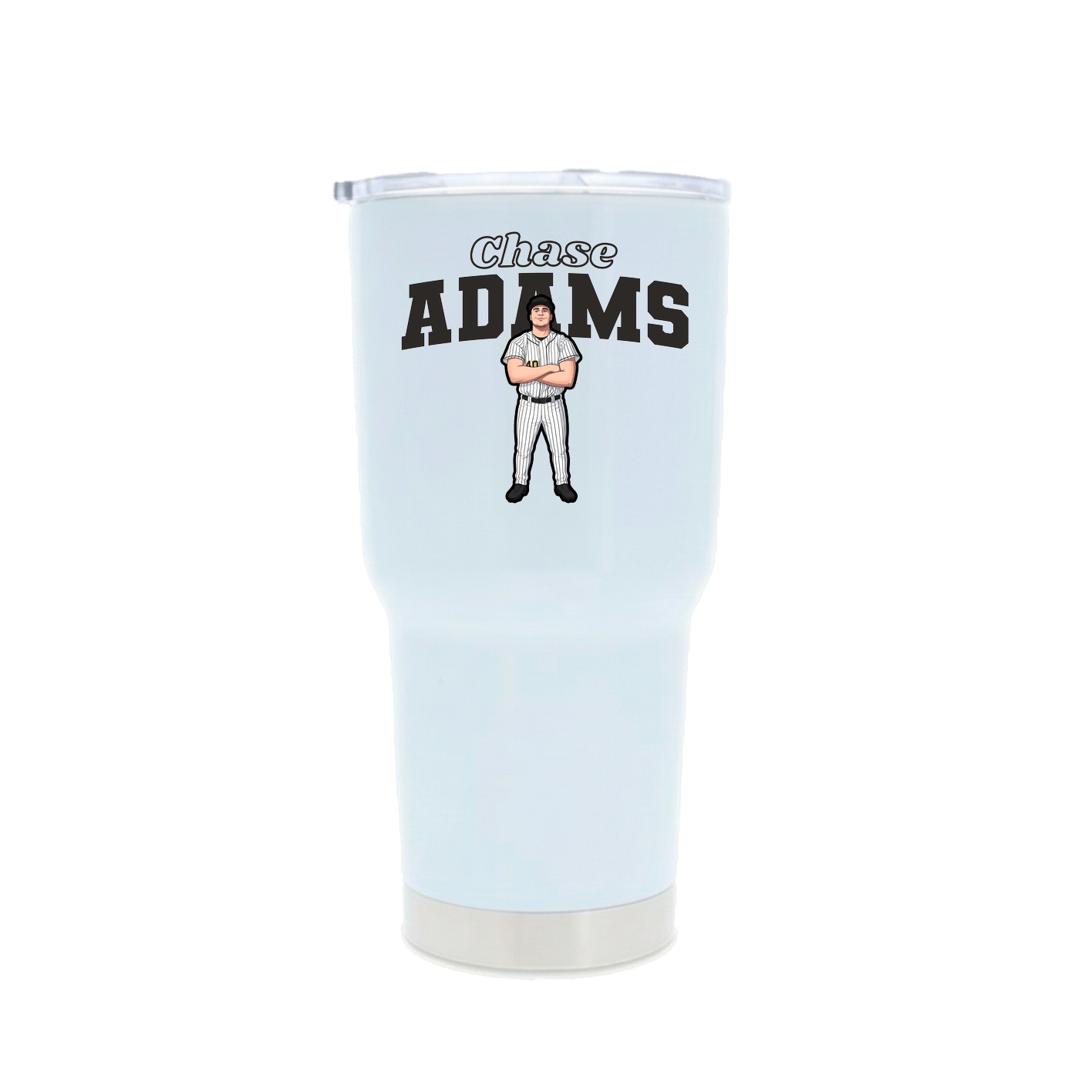 30oz Stainless Steel Tumbler — Name Arch in White