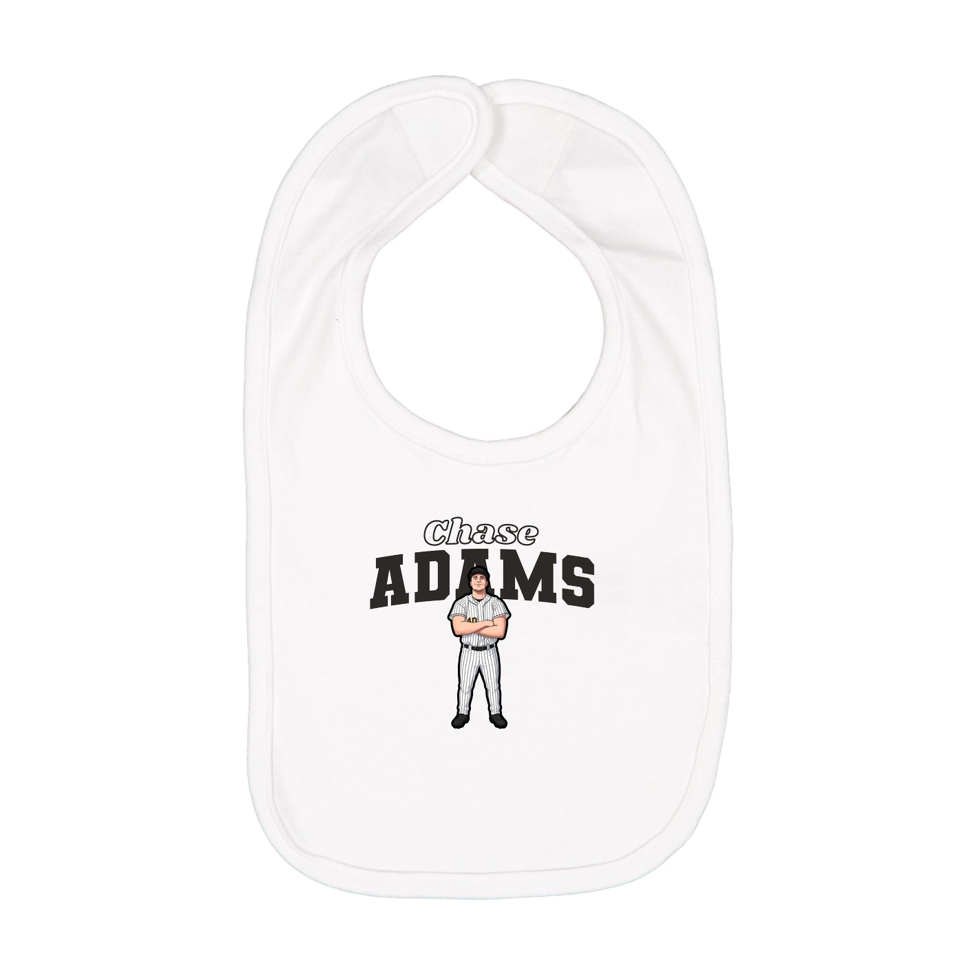 Infant Bib — Name Arch in White