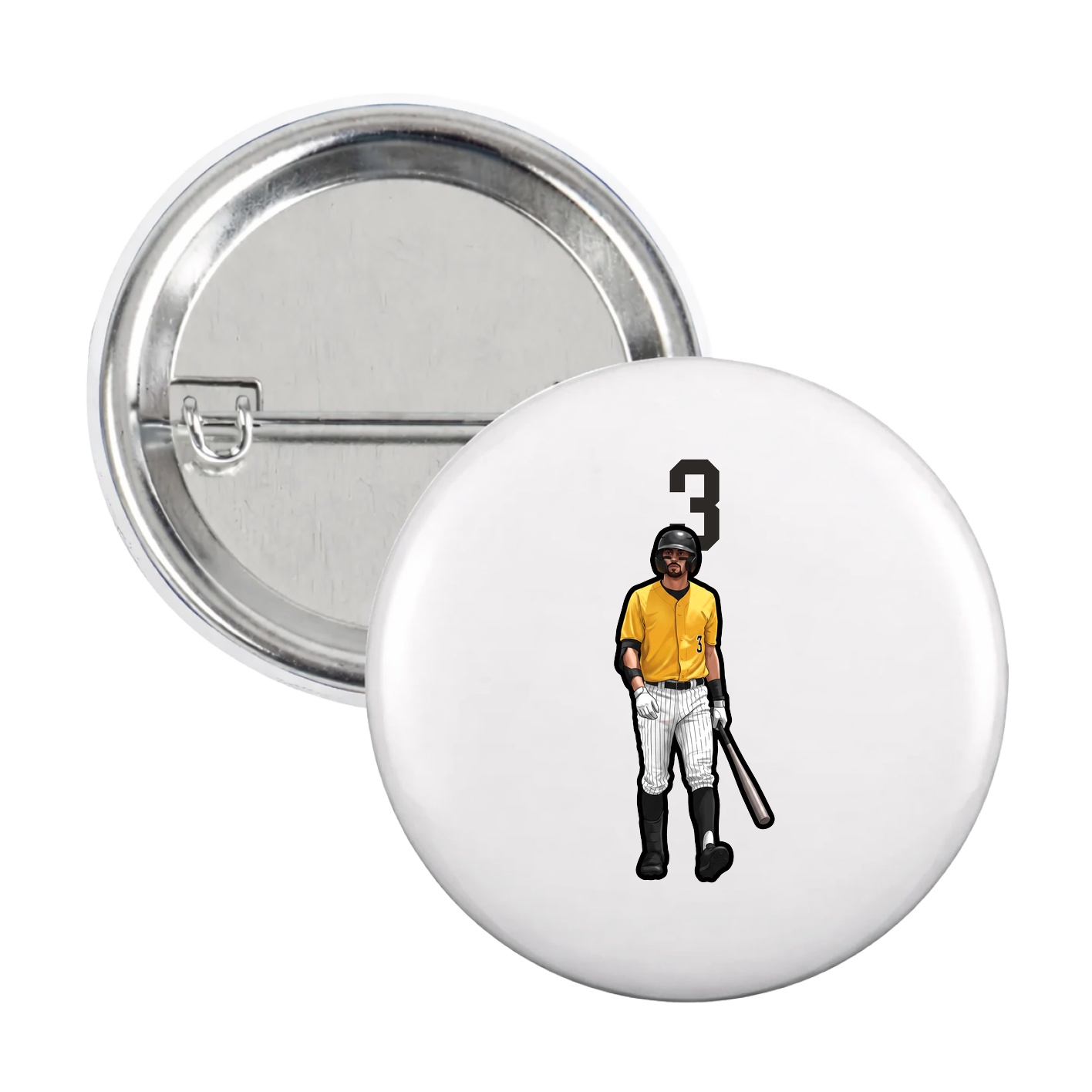 Game Day Button — Number Top in White