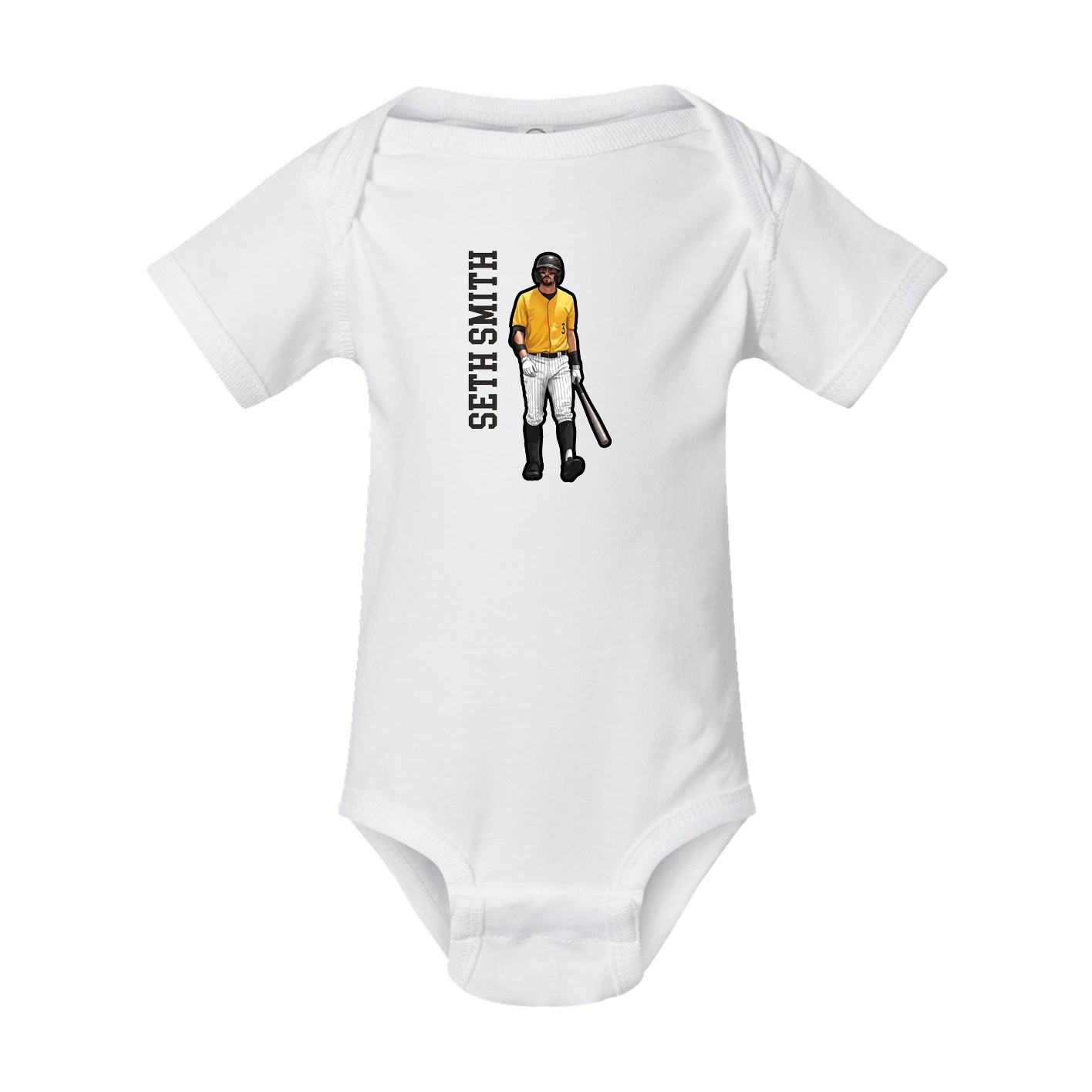 Baby Onesie — Name Vertical in White