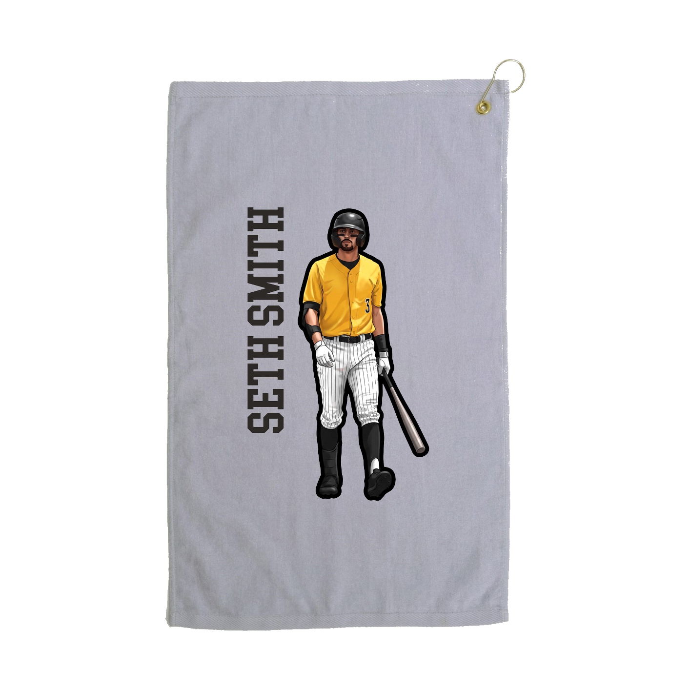 Golf Towel — Name Vertical in Grey