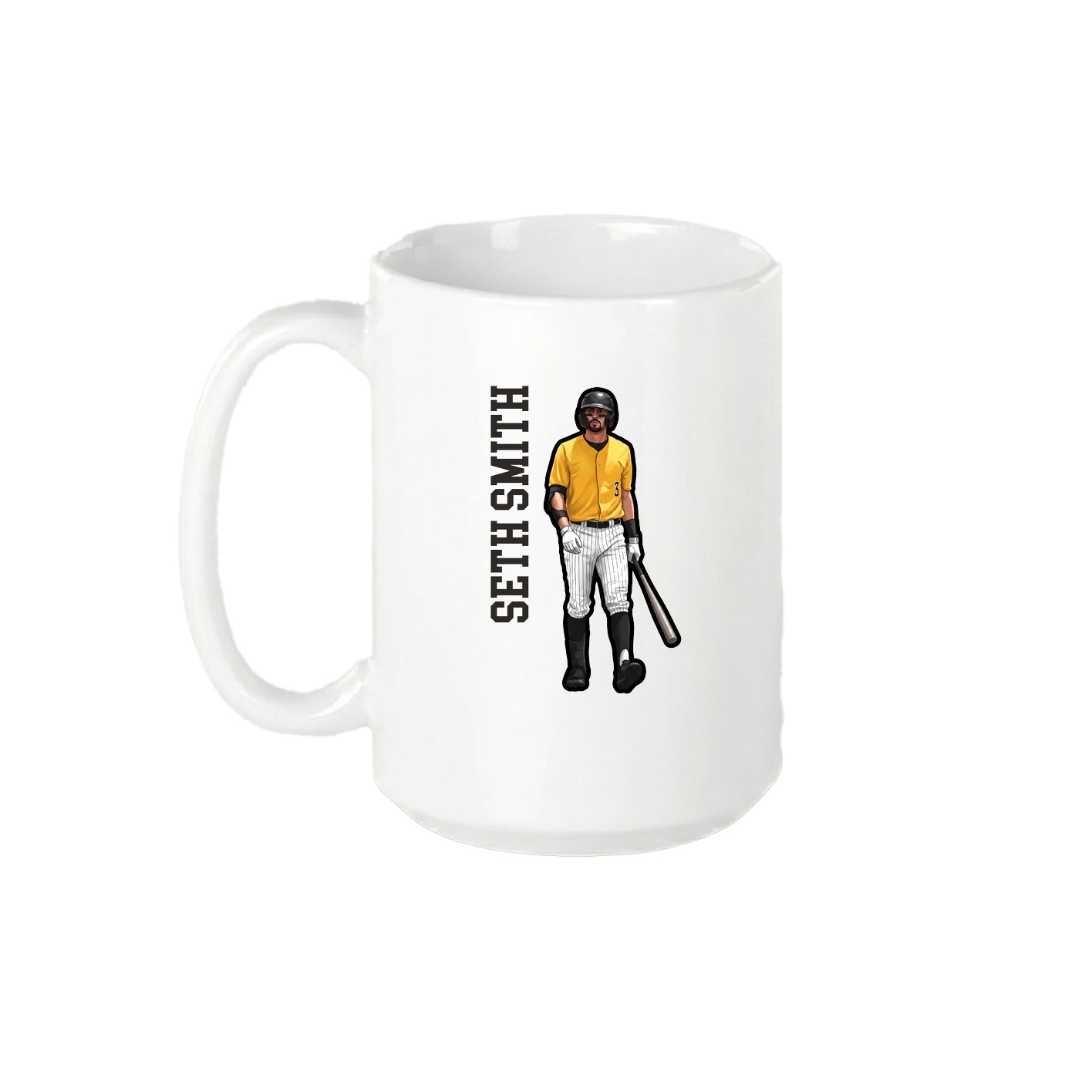 15oz Coffee Mug — Name Vertical in White