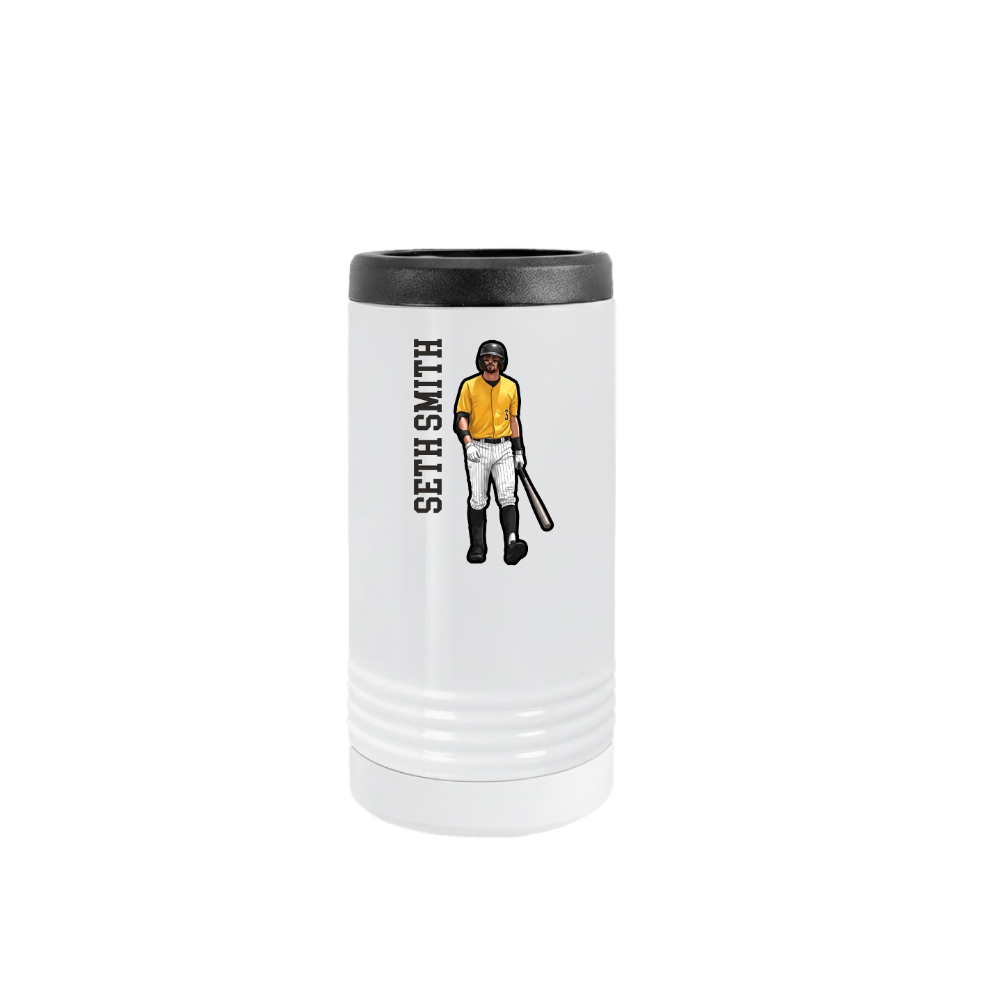 Slim Beverage Holder — Name Vertical in White