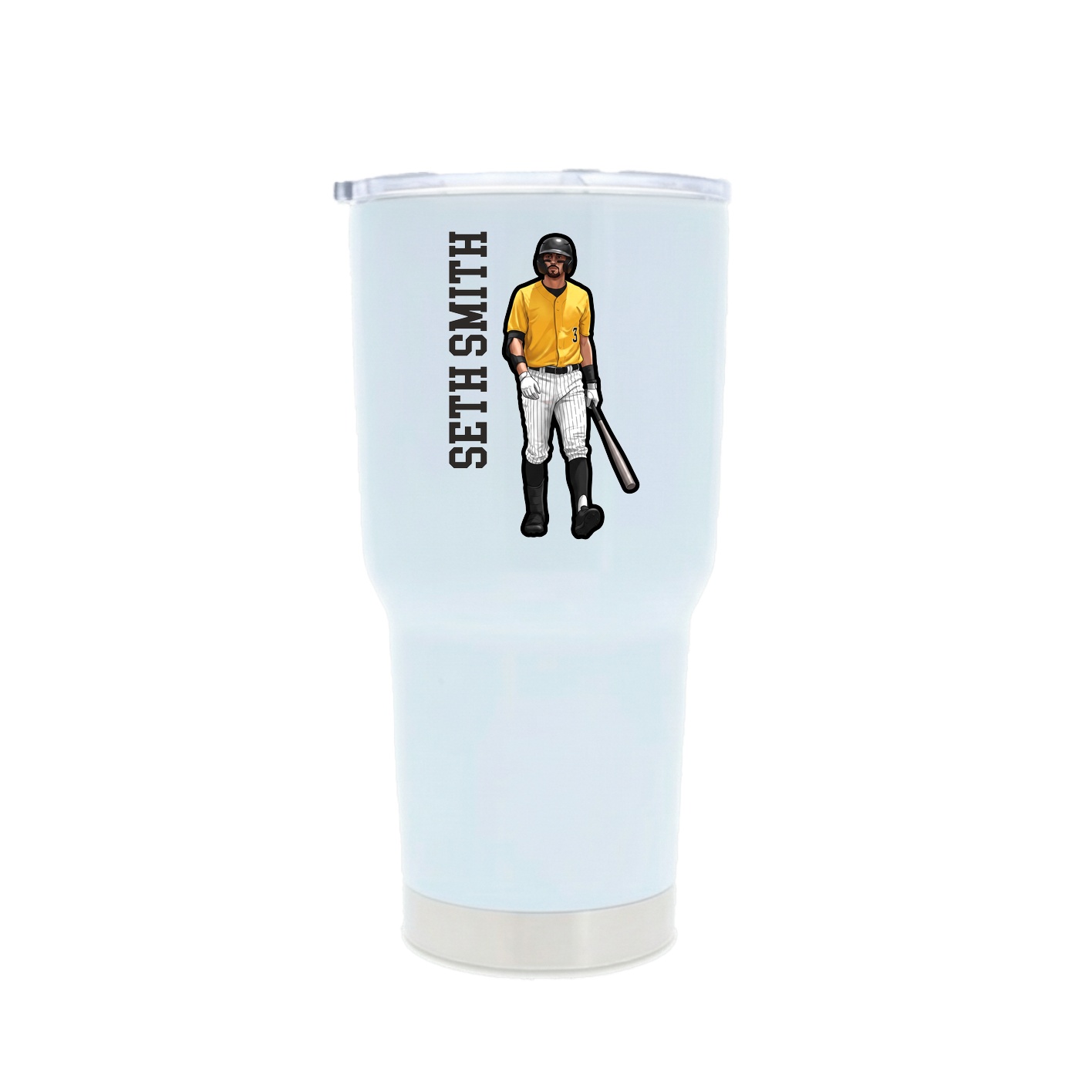 30oz Stainless Steel Tumbler — Name Vertical in White