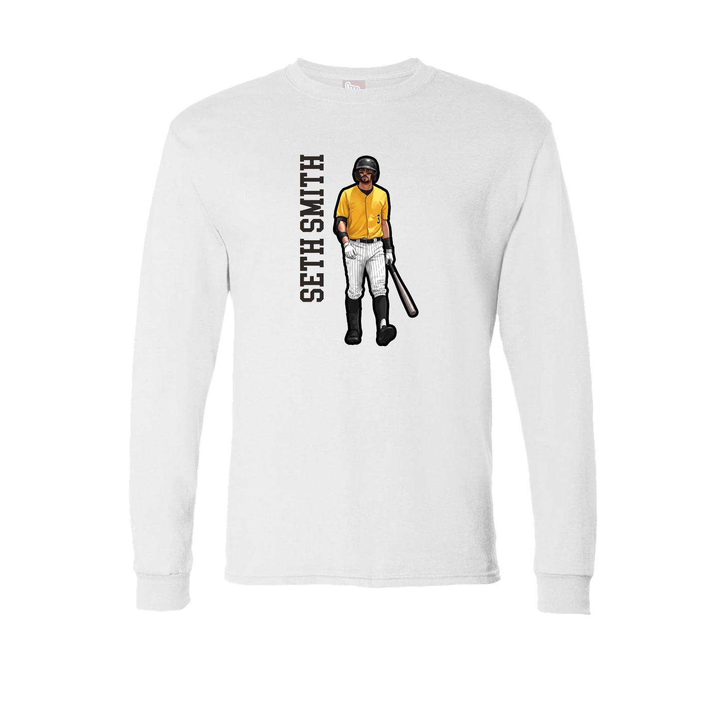 Long Sleeve Tee — Name Vertical in White