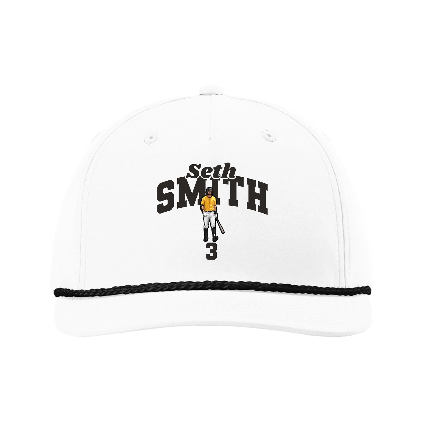 Five-Panel Classic Rope Cap — Signature Arch in White