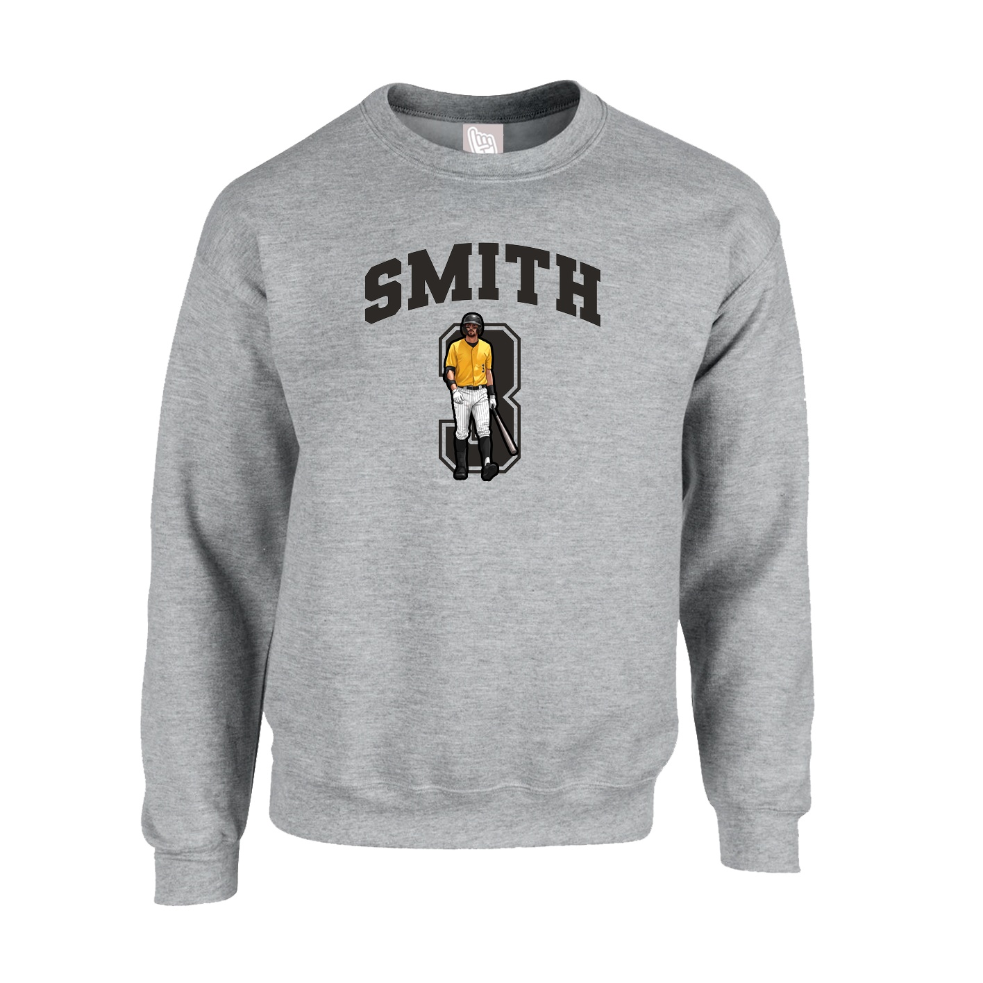 Fleece Crew — Number in Grey