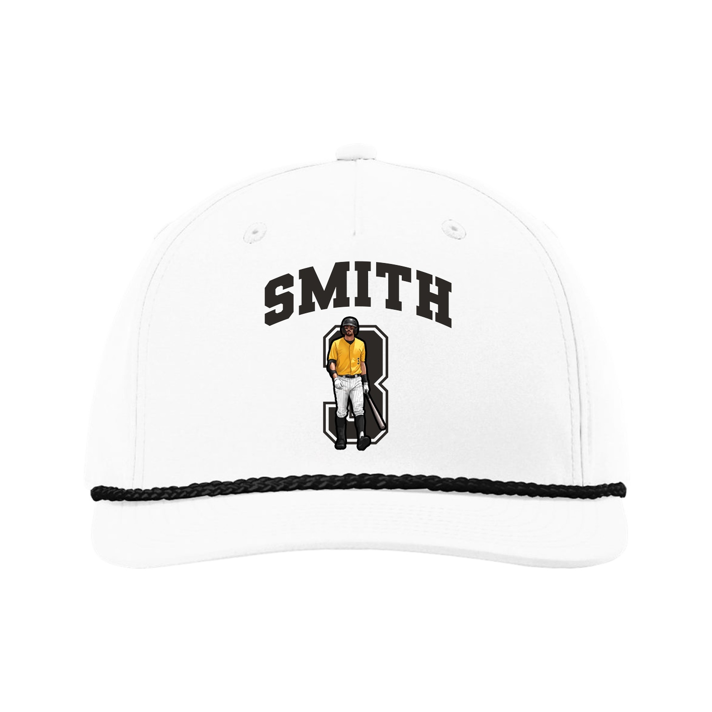 Five-Panel Classic Rope Cap — Number in White