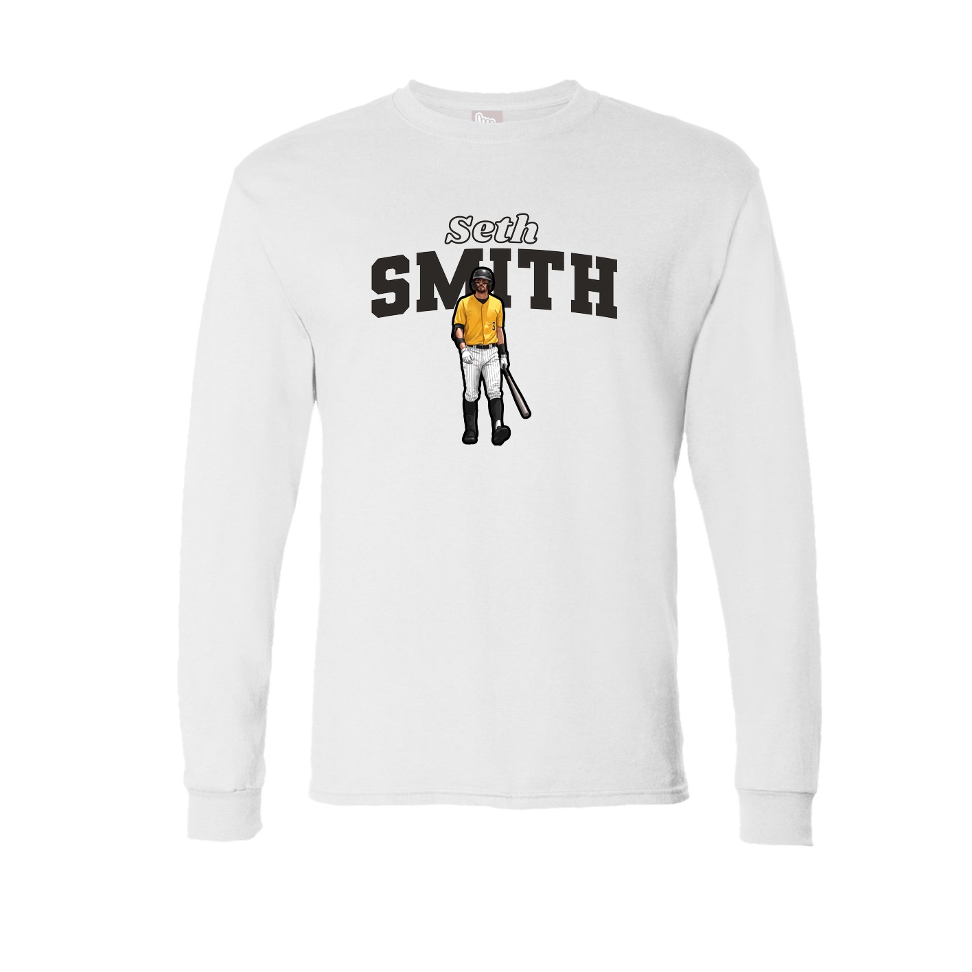 Long Sleeve Tee — Name Arch in White