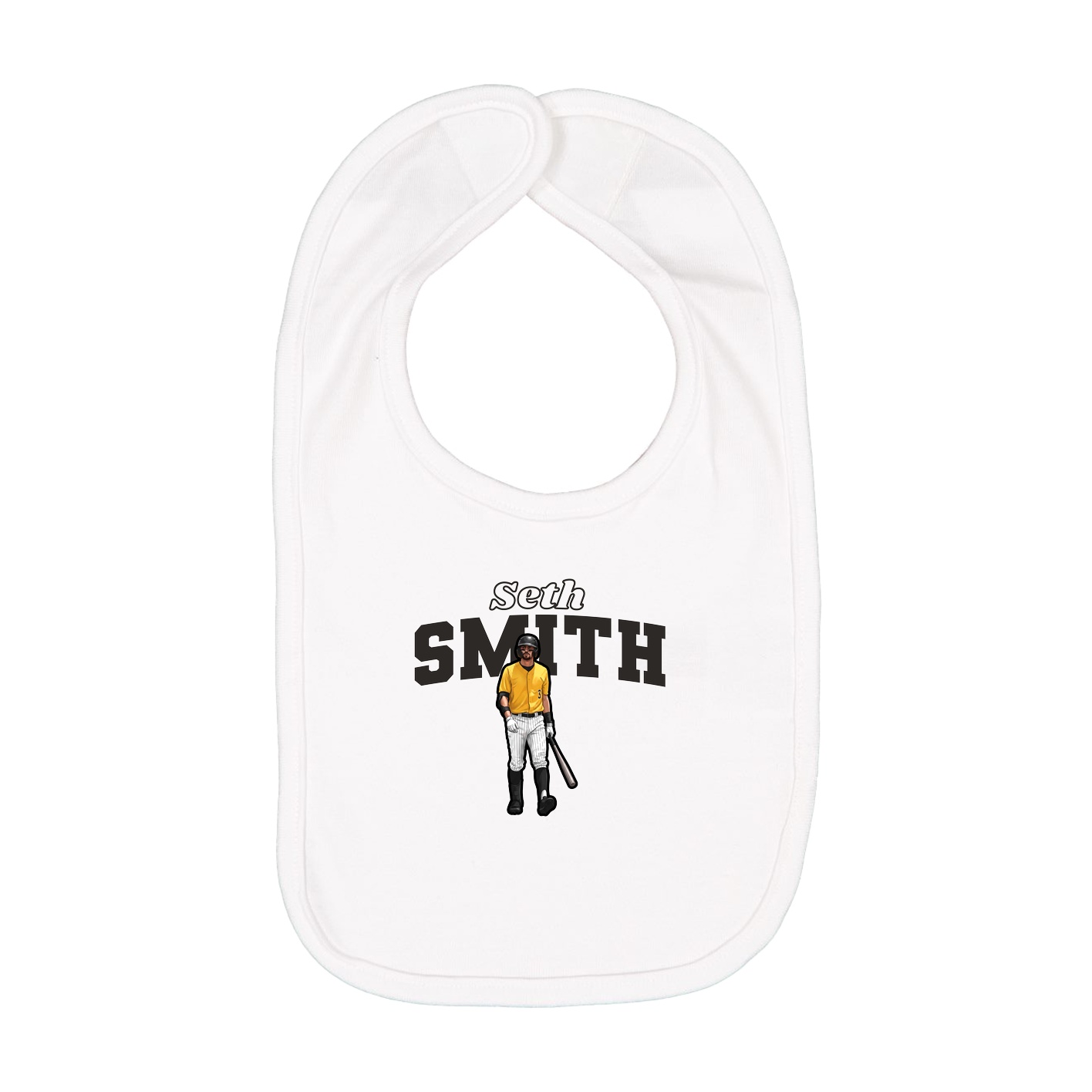 Infant Bib — Name Arch in White