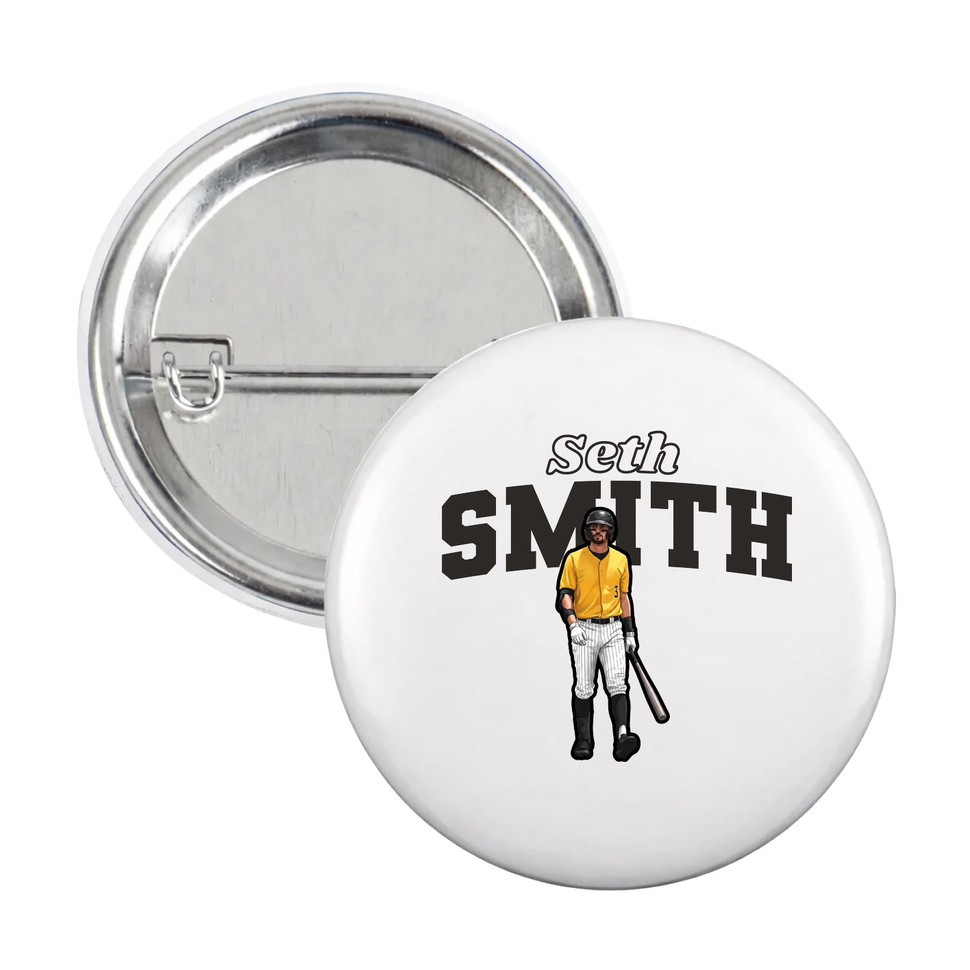 Game Day Button — Name Arch in White