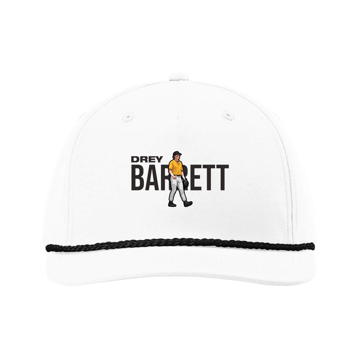 Five-Panel Classic Rope Cap — Player Name in White