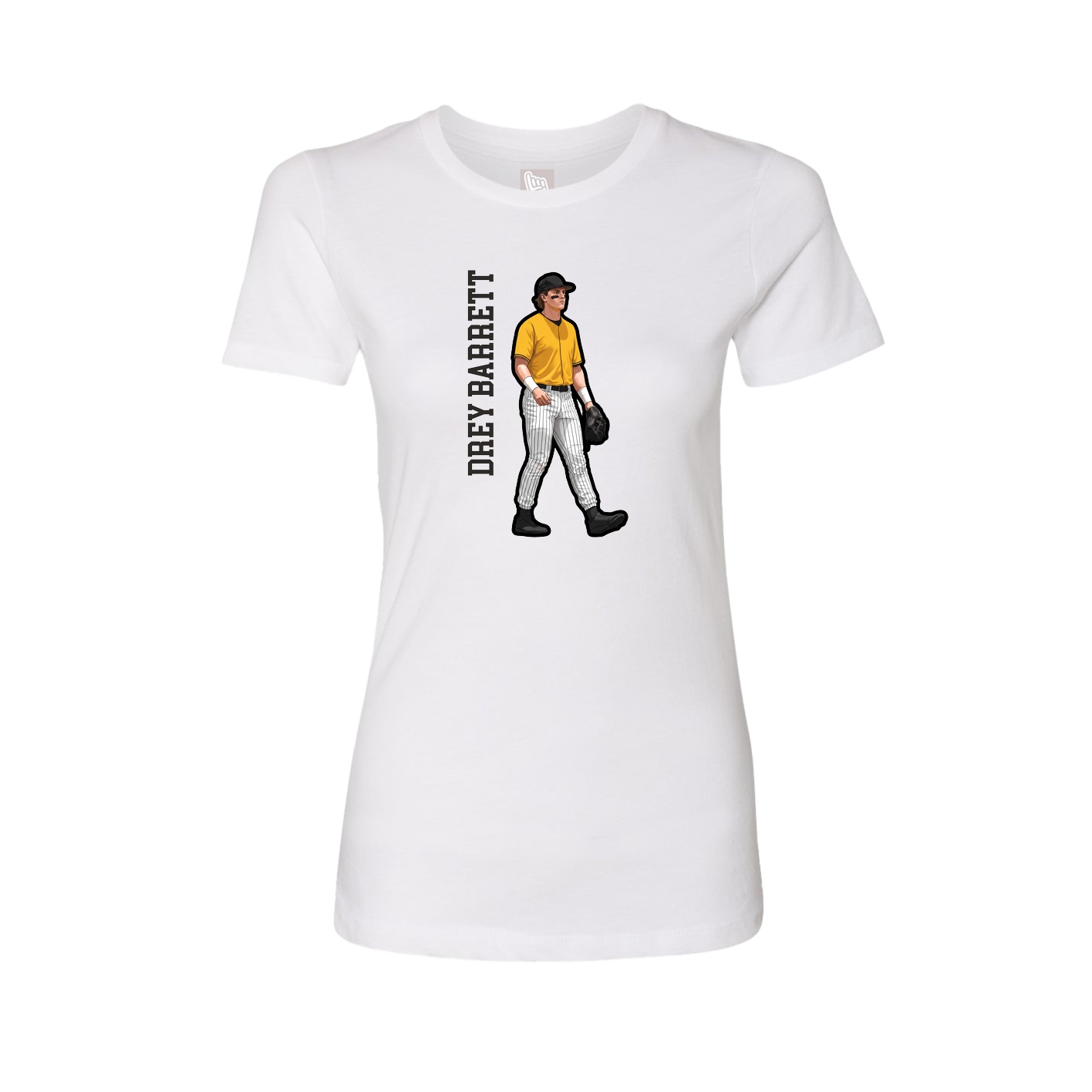Fitted Women's Tee — Name Vertical in White