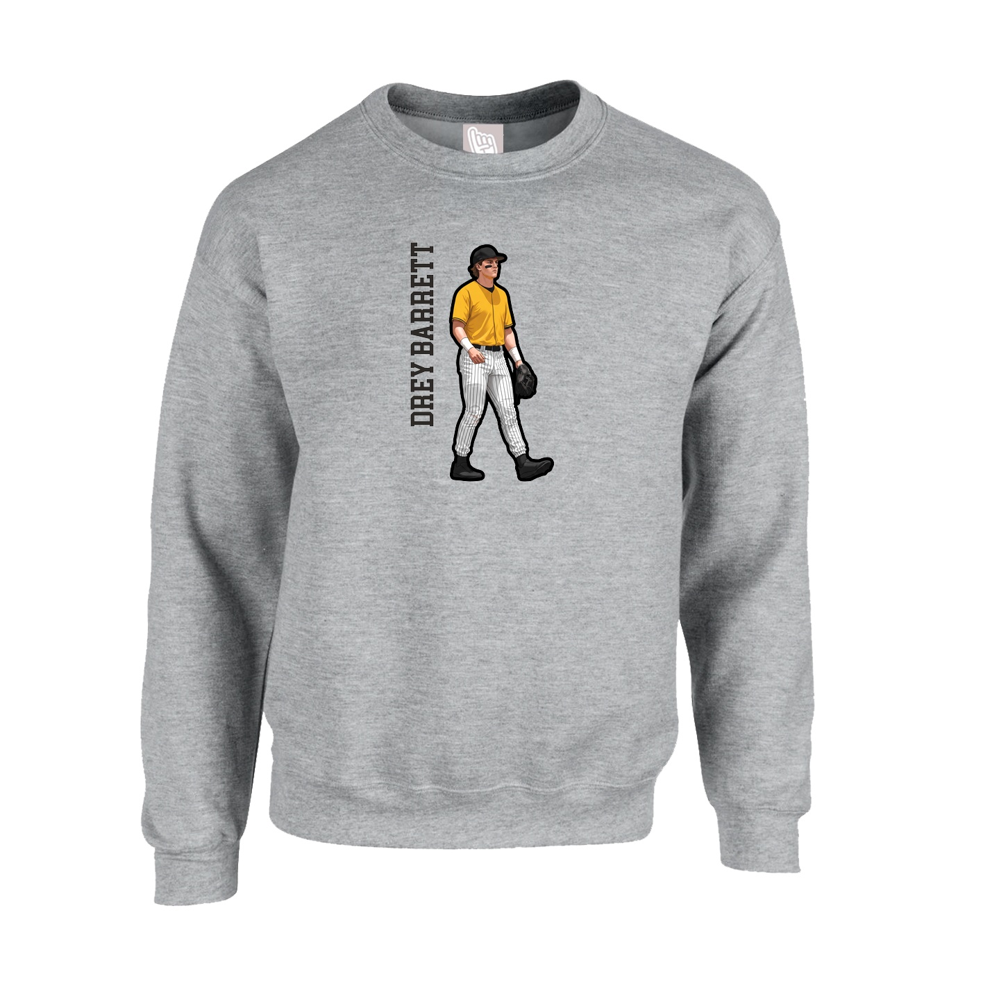 Fleece Crew — Name Vertical in Grey