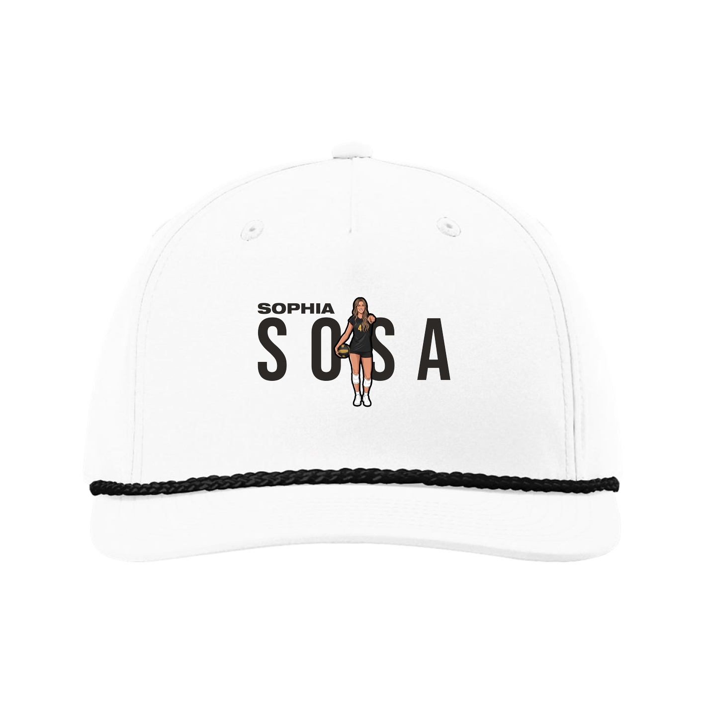 Five-Panel Classic Rope Cap — Player Name in White