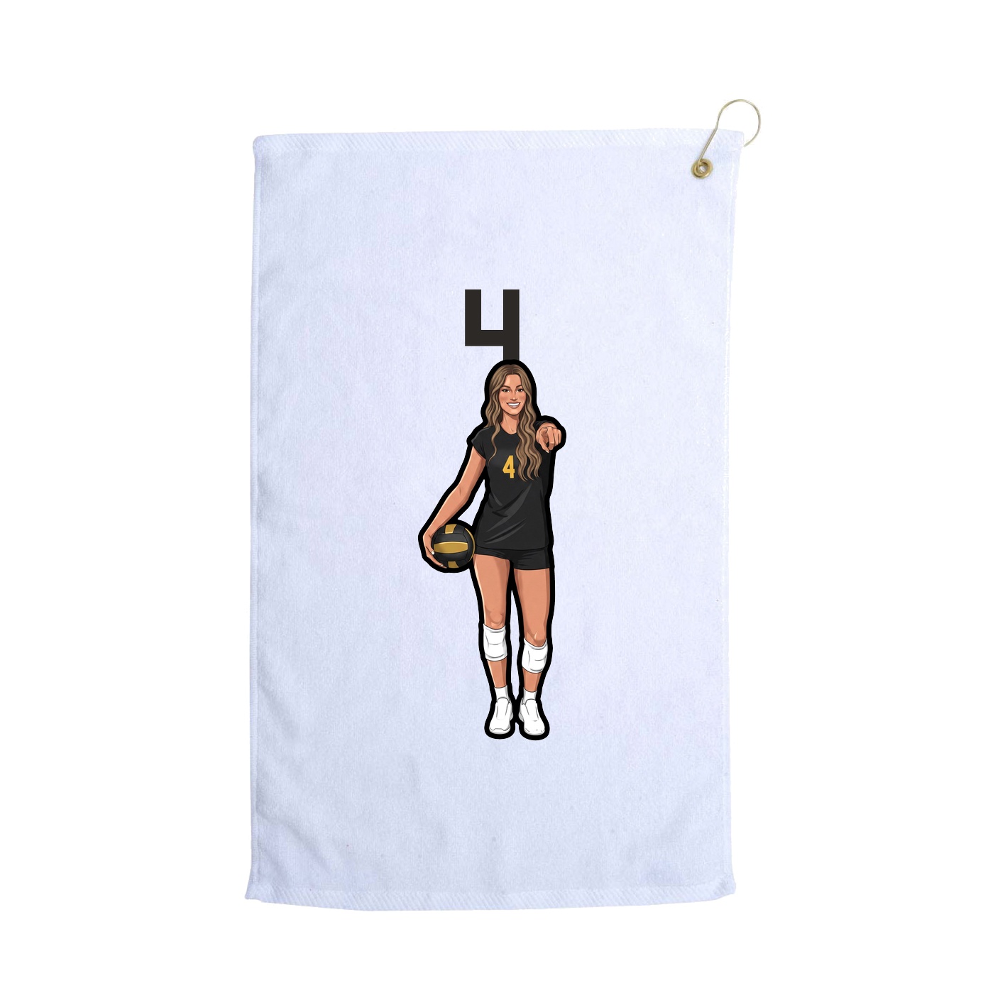 Golf Towel — Number Top in White