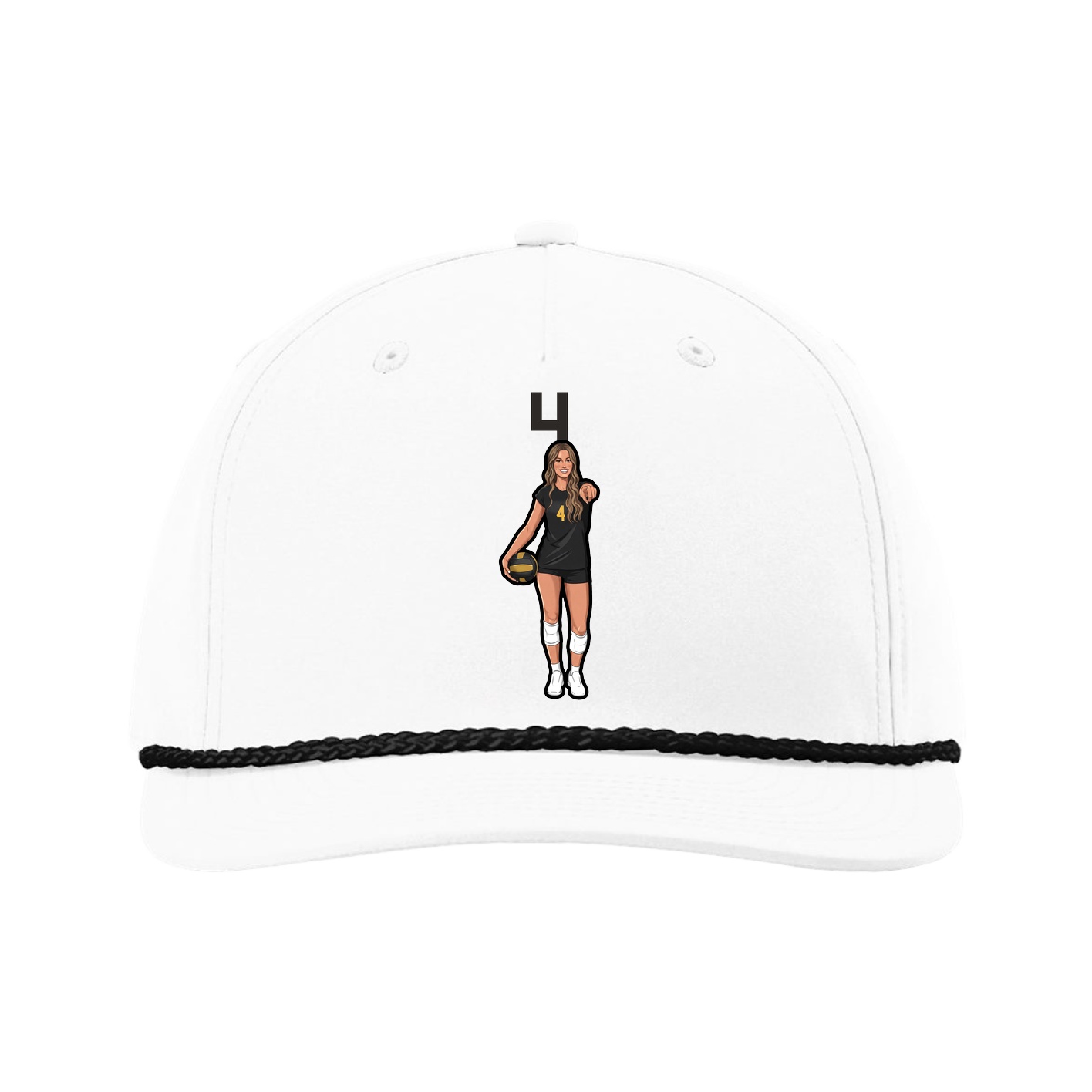 Five-Panel Classic Rope Cap — Number Top in White
