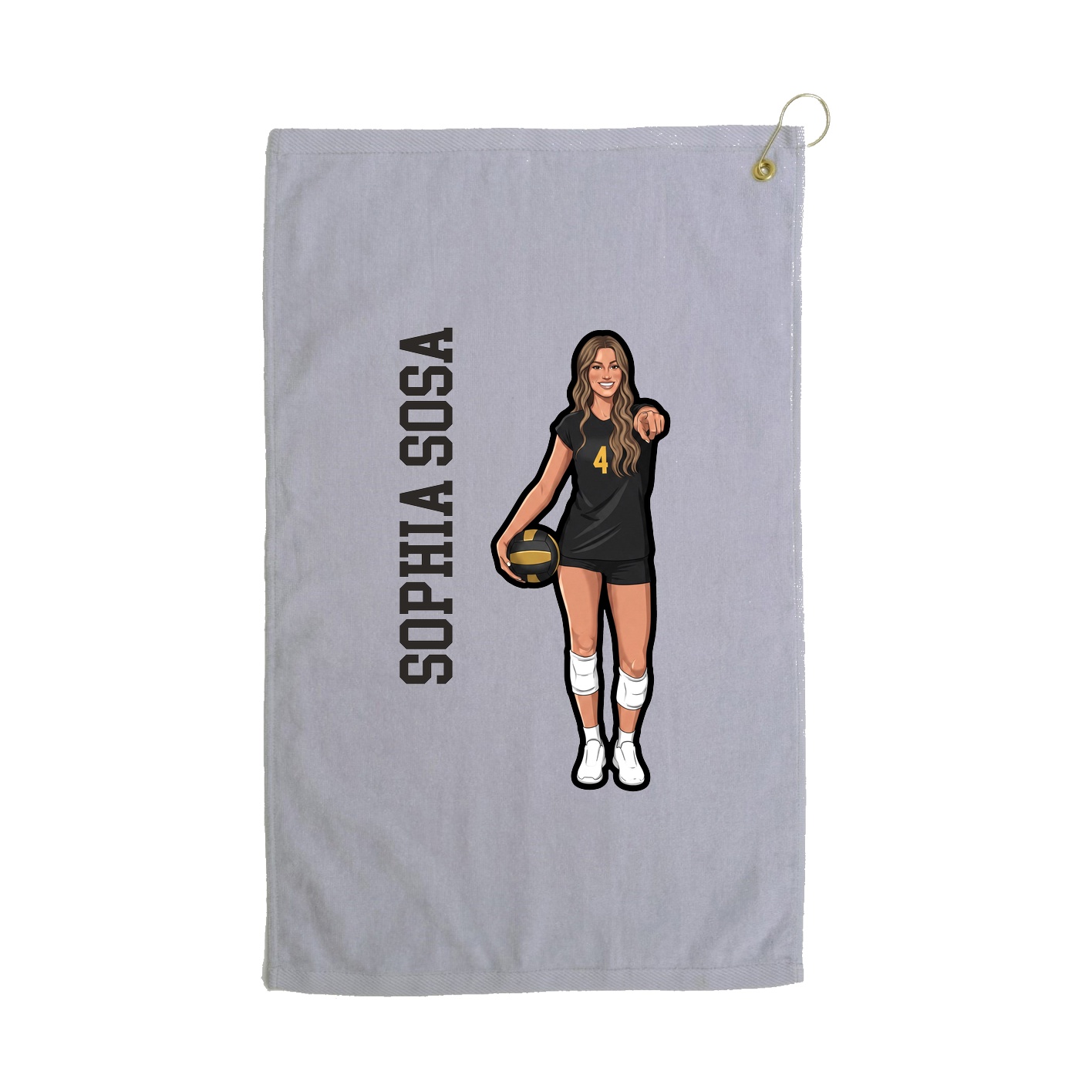 Golf Towel — Name Vertical in Grey