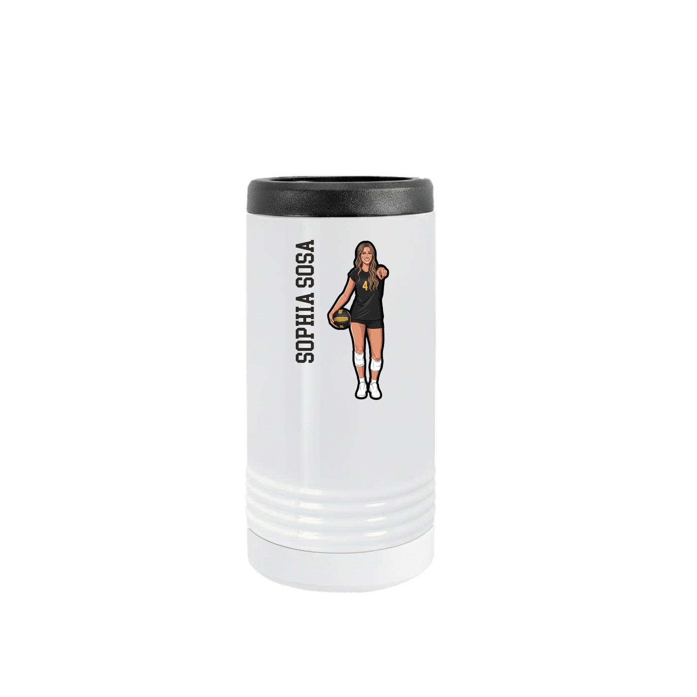 Slim Beverage Holder — Name Vertical in White