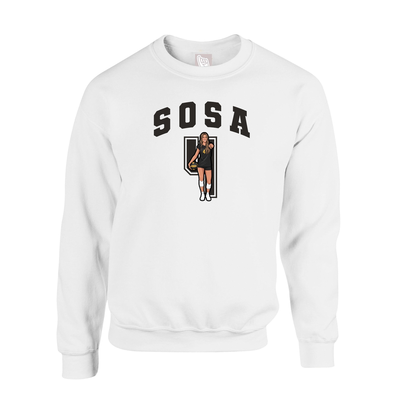 Fleece Crew — Number in White