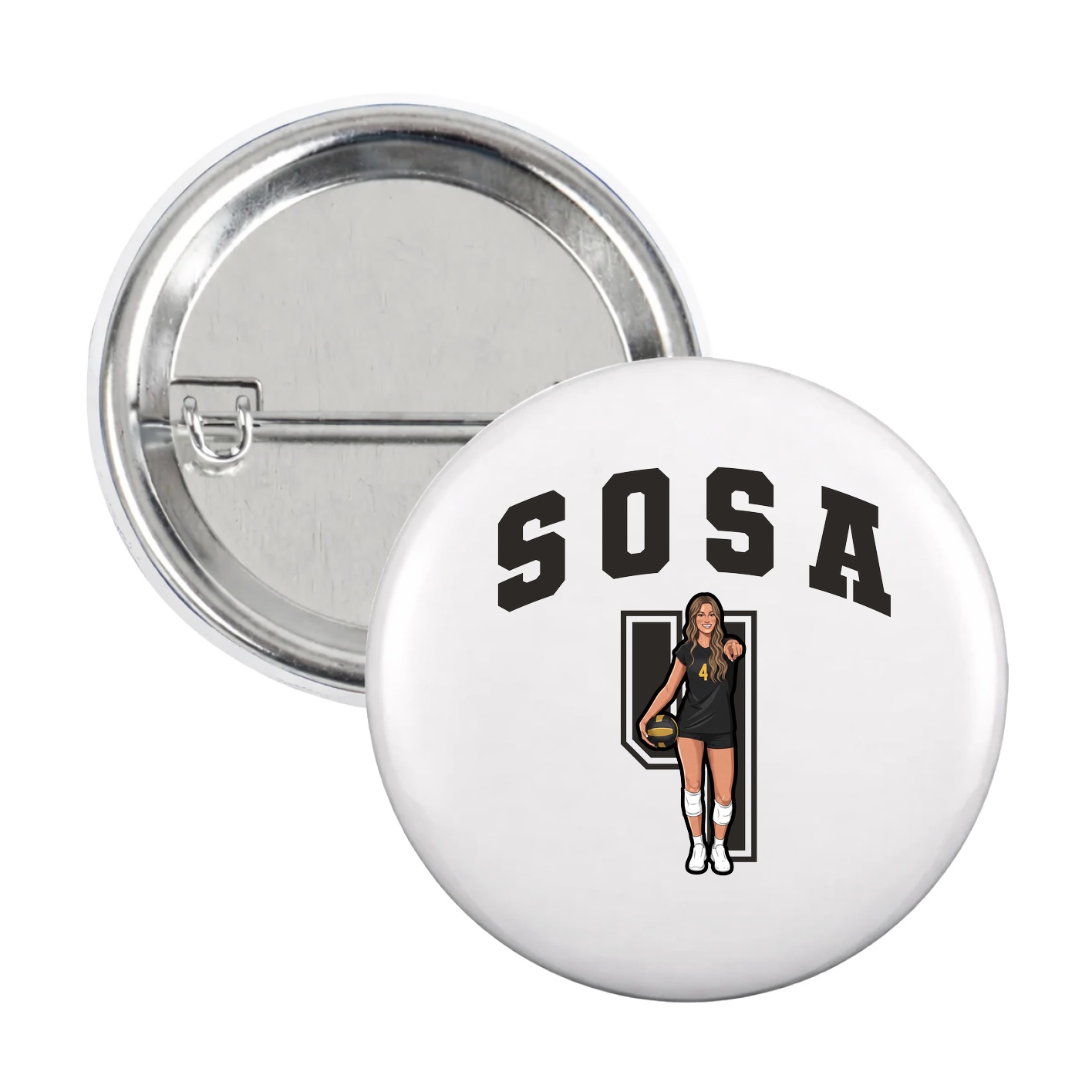 Game Day Button — Number in White