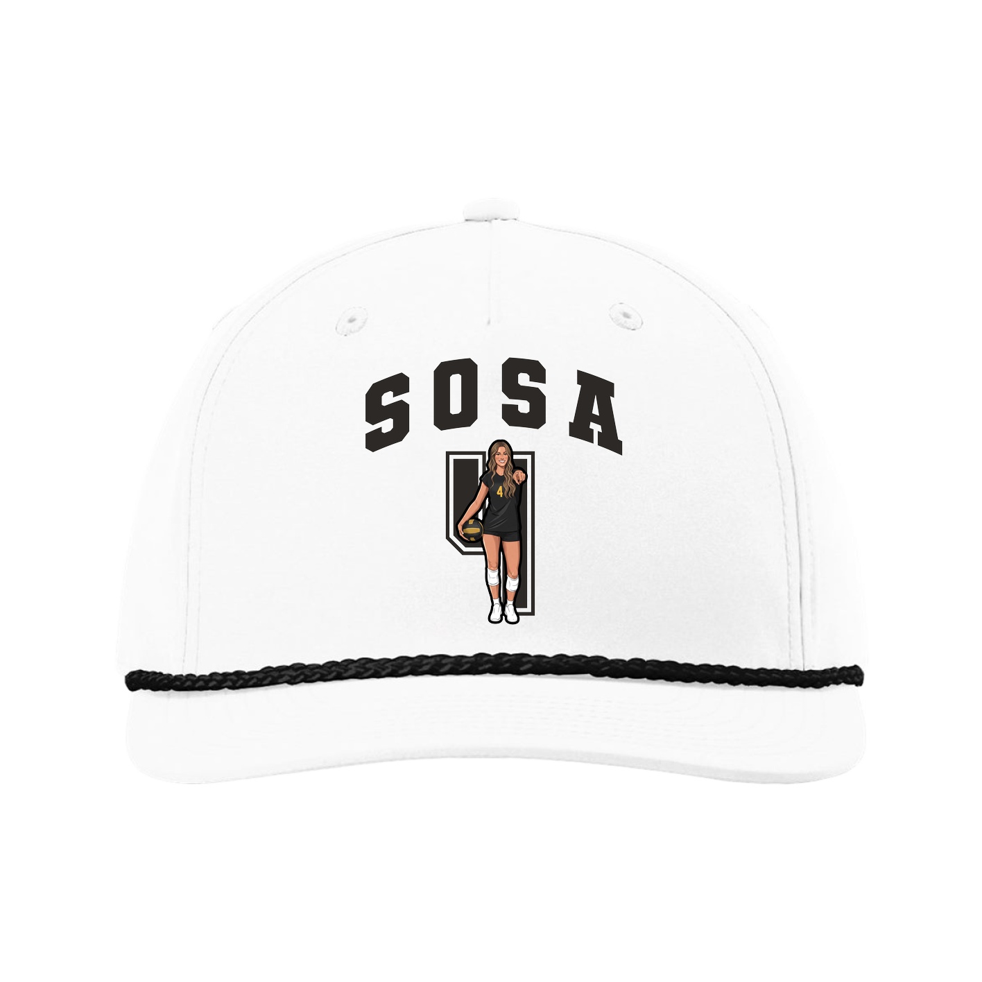 Five-Panel Classic Rope Cap — Number in White