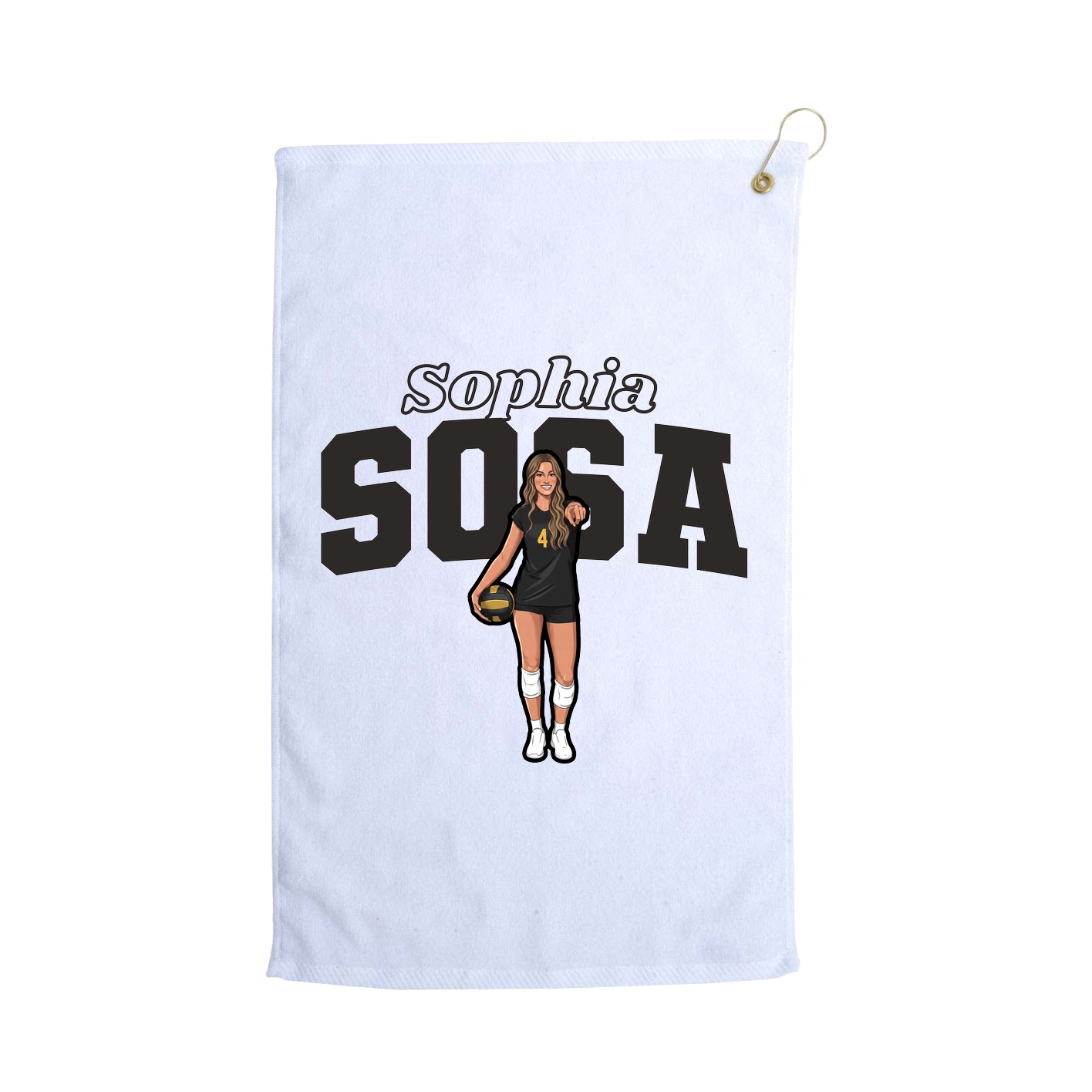Golf Towel — Name Arch in White
