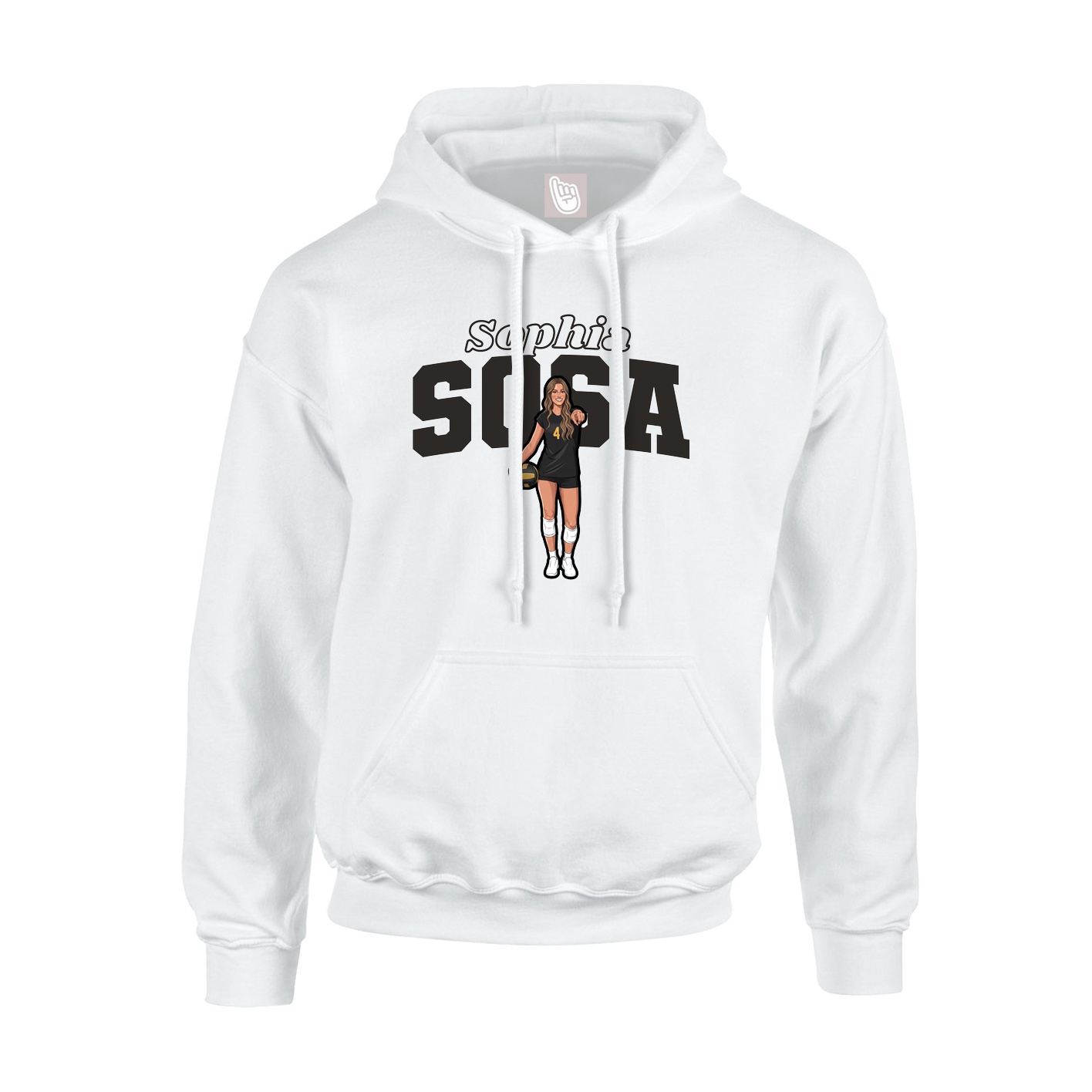 Youth Hoodie — Name Arch in White