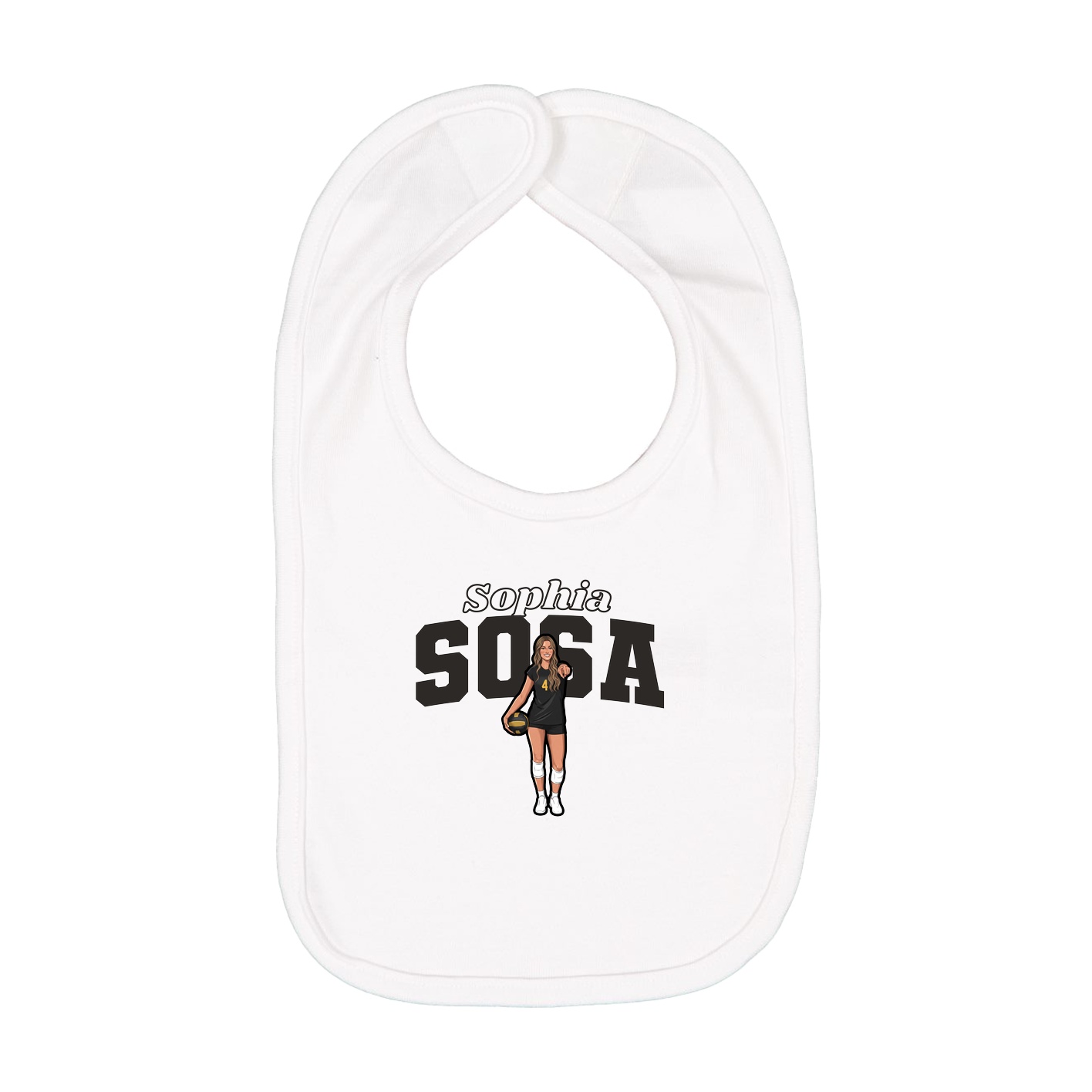 Infant Bib — Name Arch in White