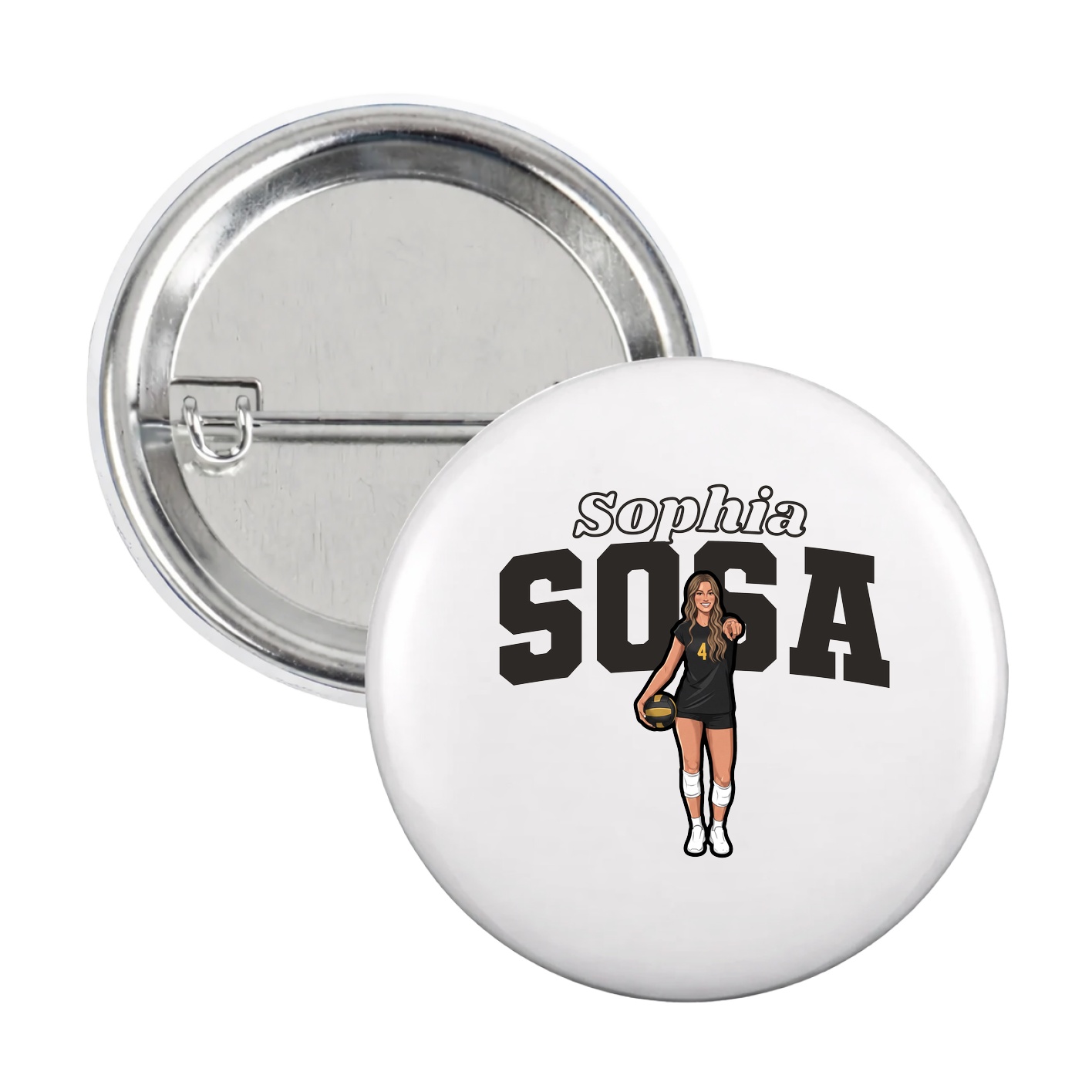 Game Day Button — Name Arch in White