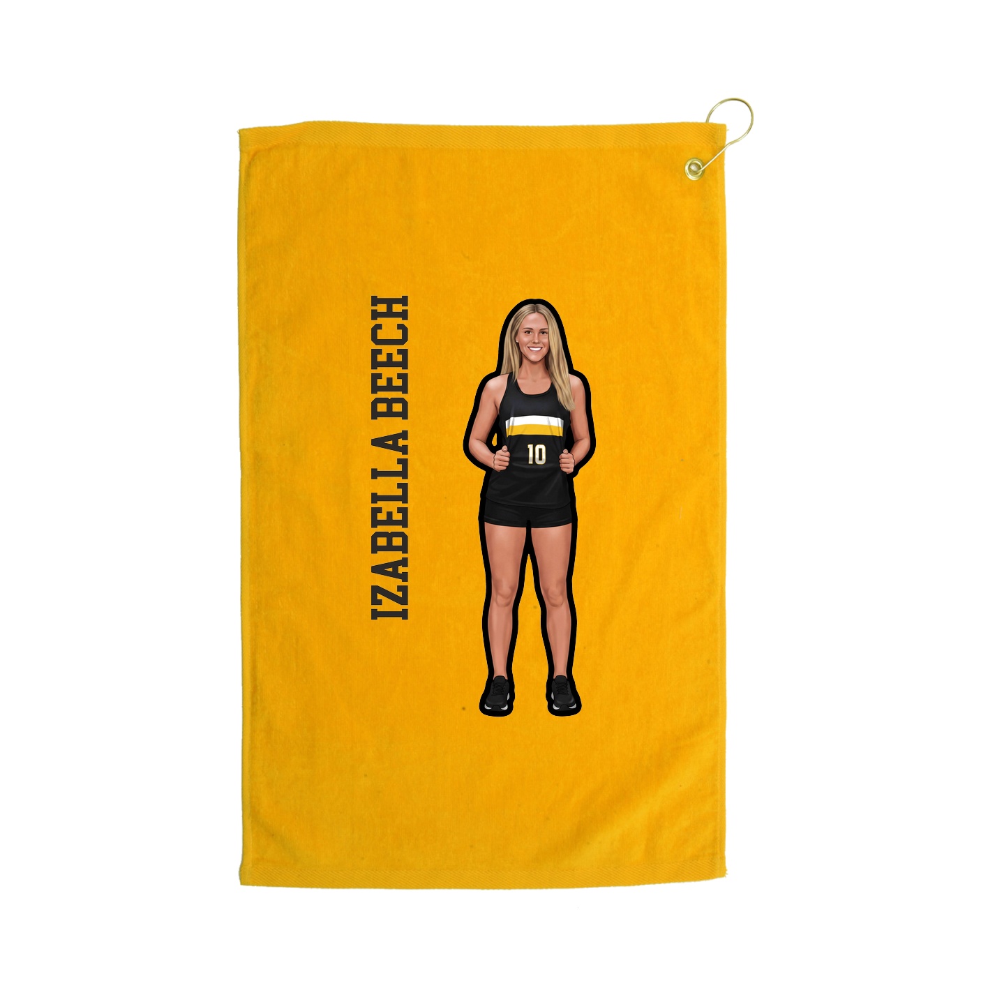 Golf Towel — Name Vertical in Gold