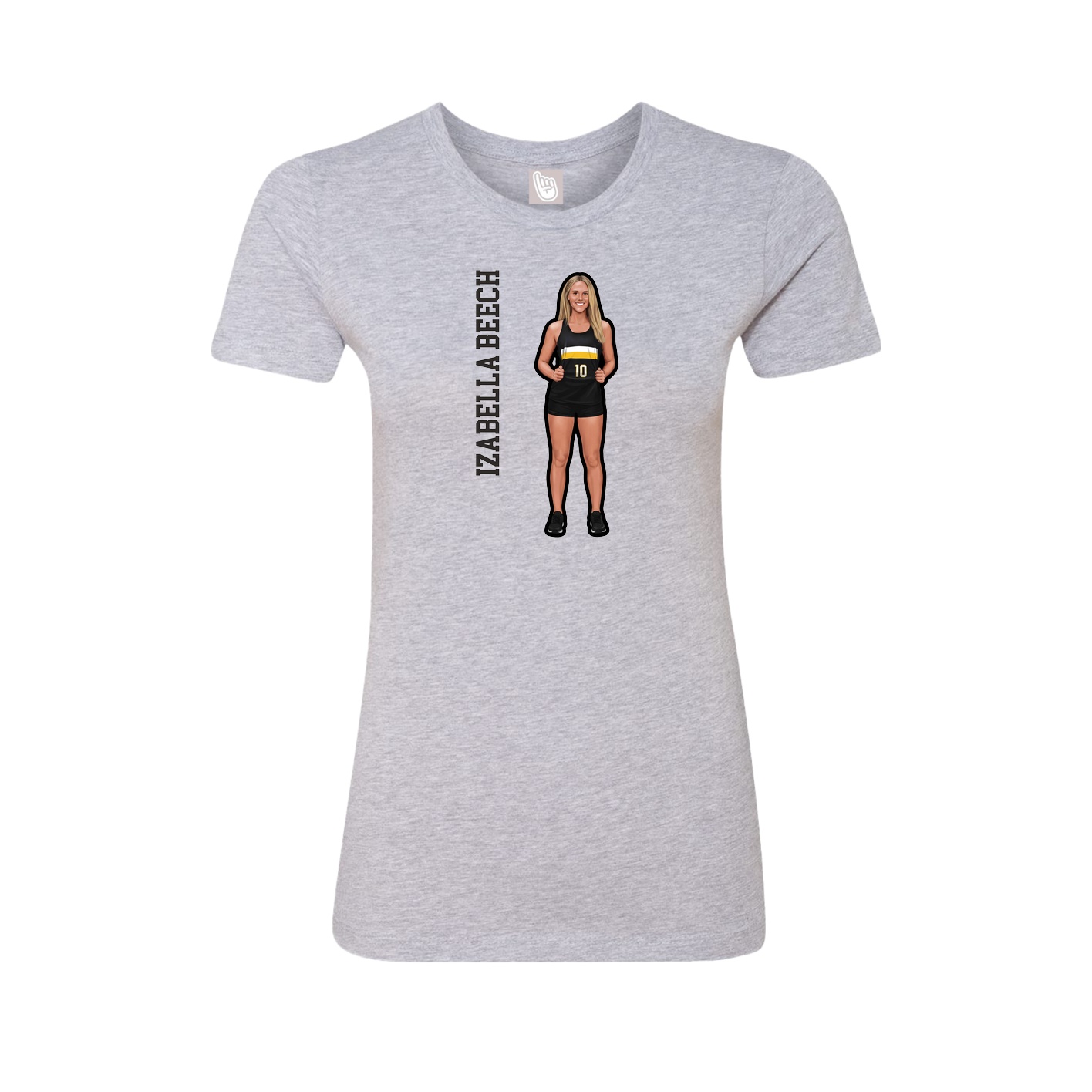 Fitted Women's Tee — Name Vertical in Grey