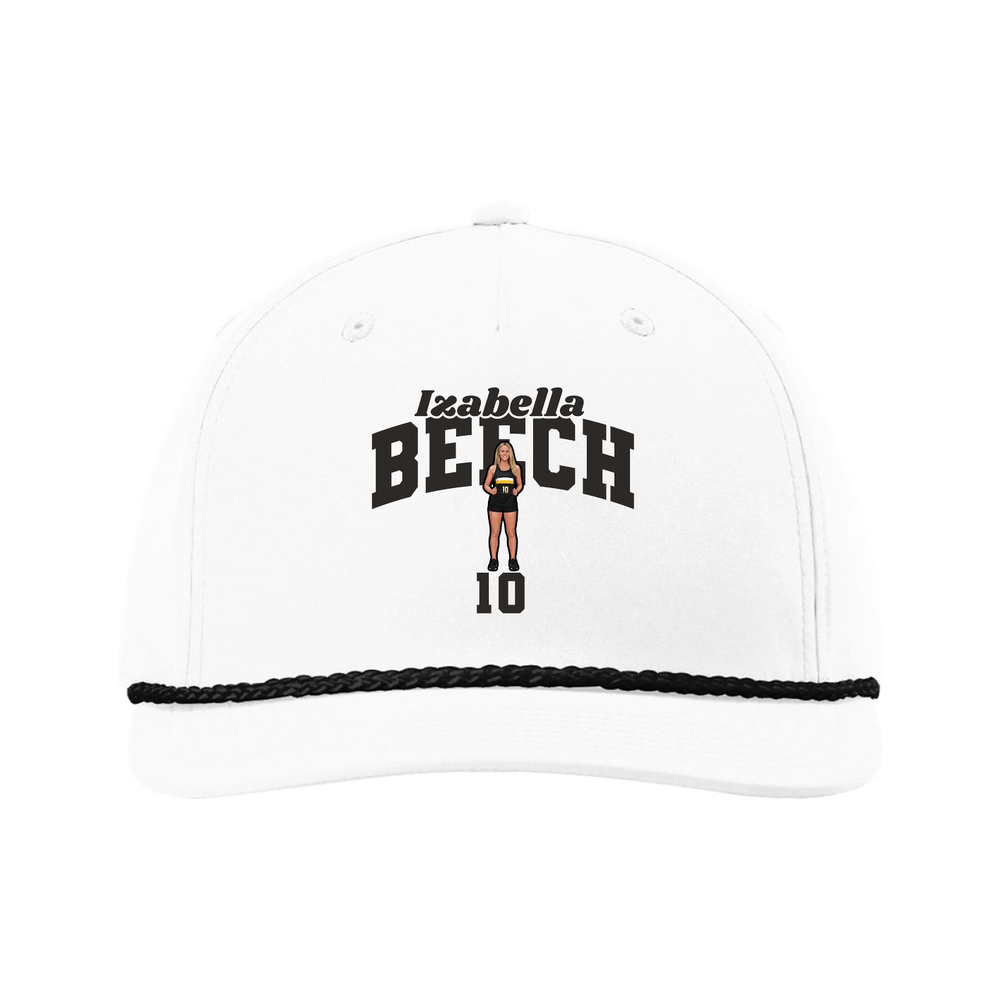 Five-Panel Classic Rope Cap — Signature Arch in White
