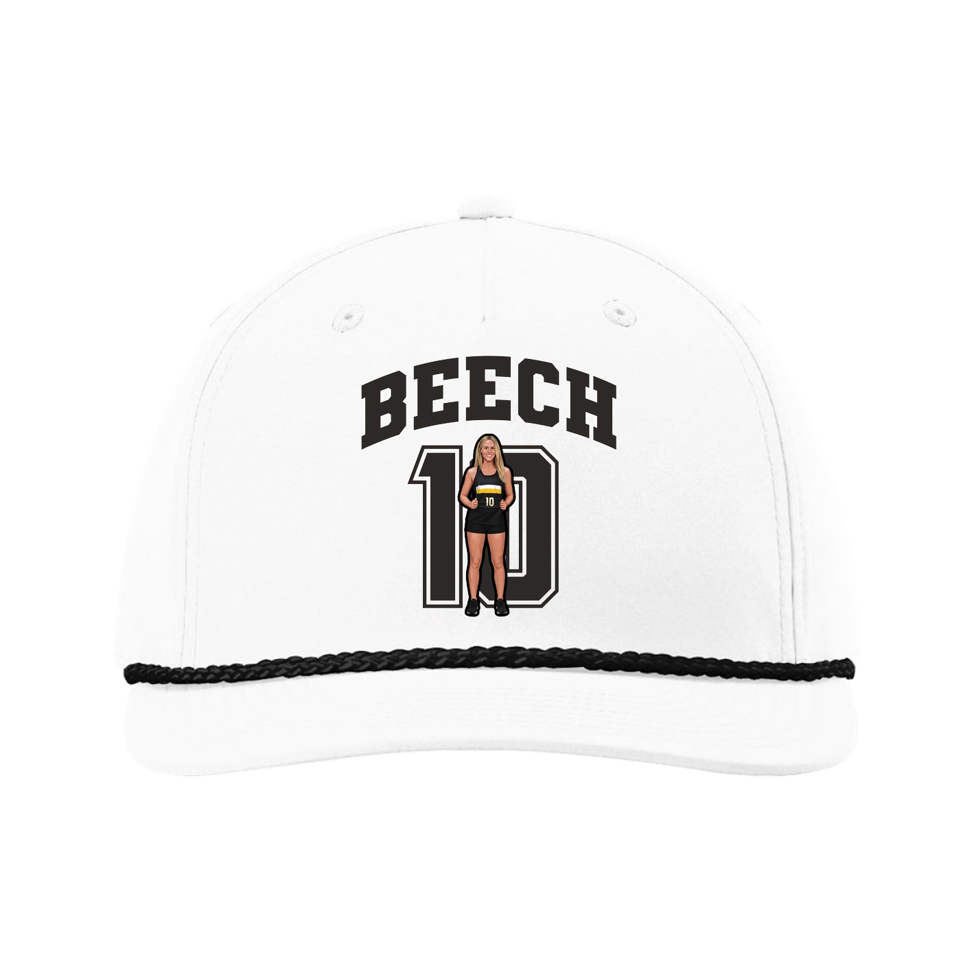 Five-Panel Classic Rope Cap — Number in White