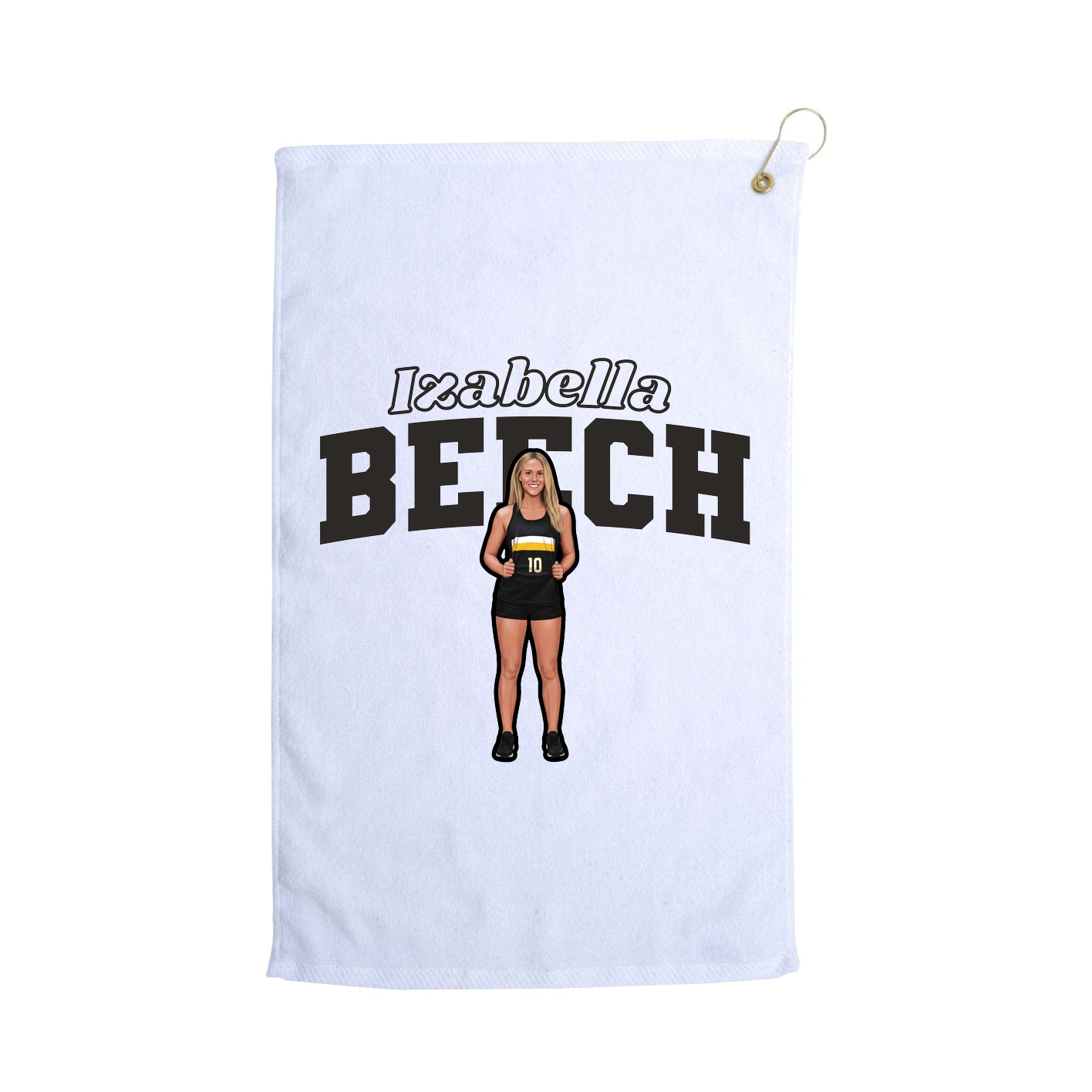 Golf Towel — Name Arch in White