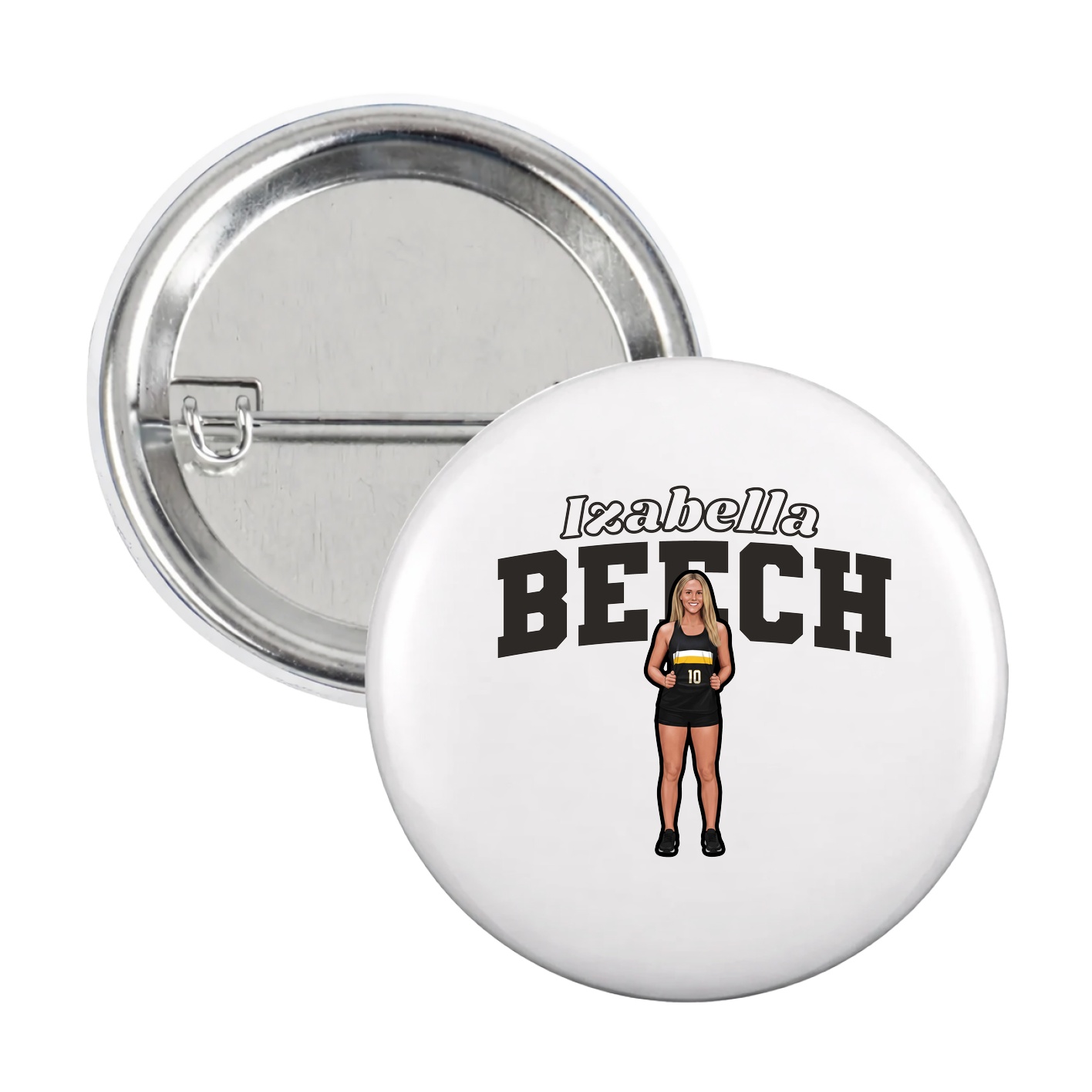 Game Day Button — Name Arch in White