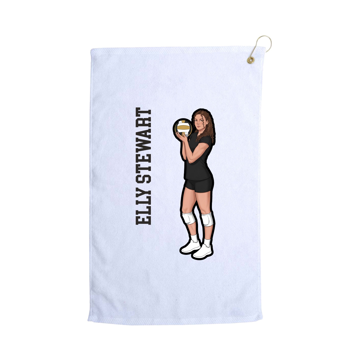 Golf Towel — Name Vertical in White