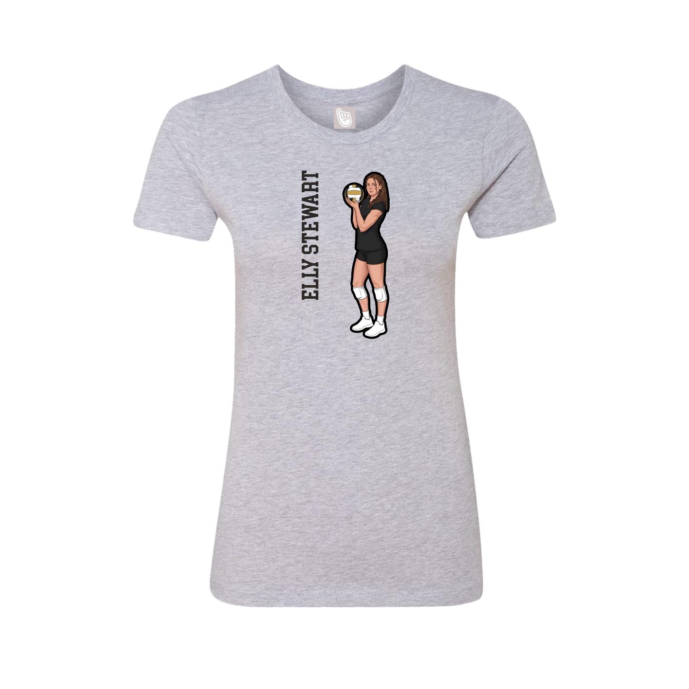 Fitted Women's Tee — Name Vertical in Grey