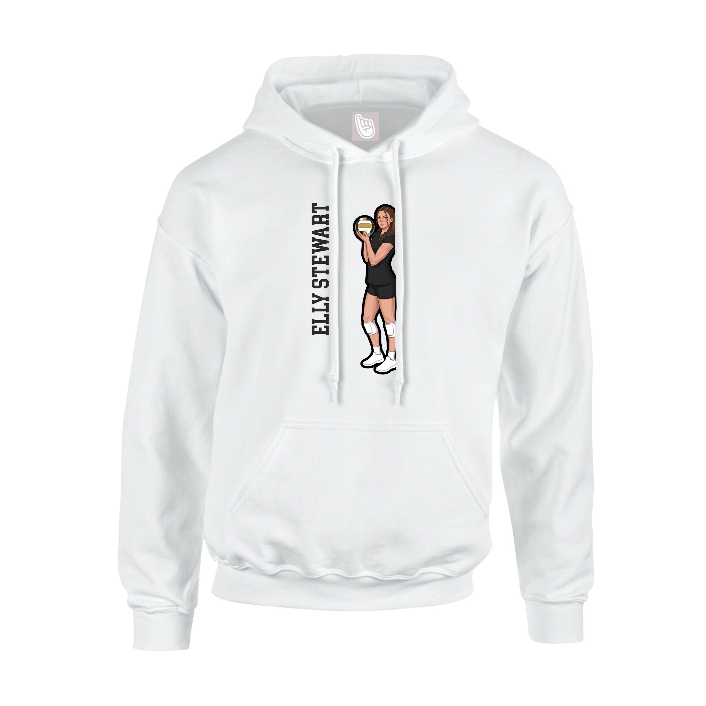 Youth Hoodie — Name Vertical in White