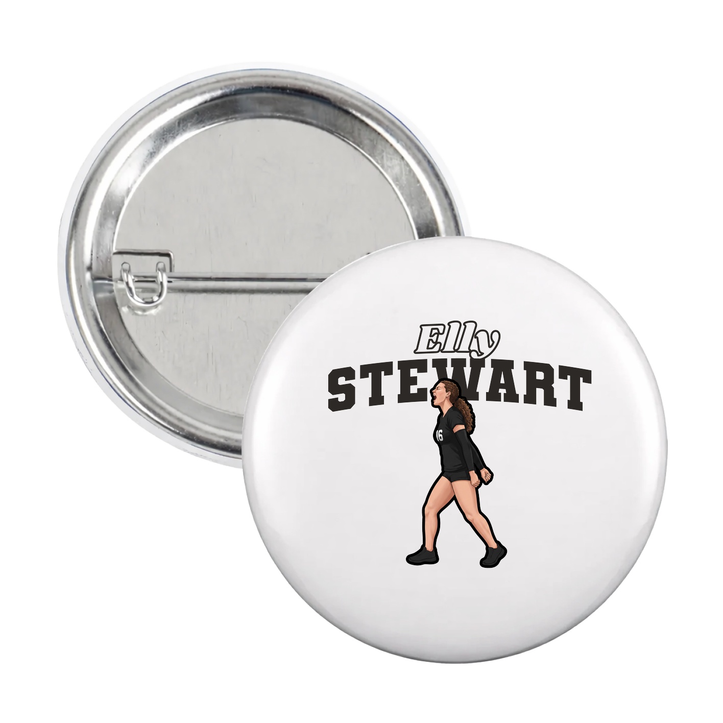 Game Day Button — Name Arch in White