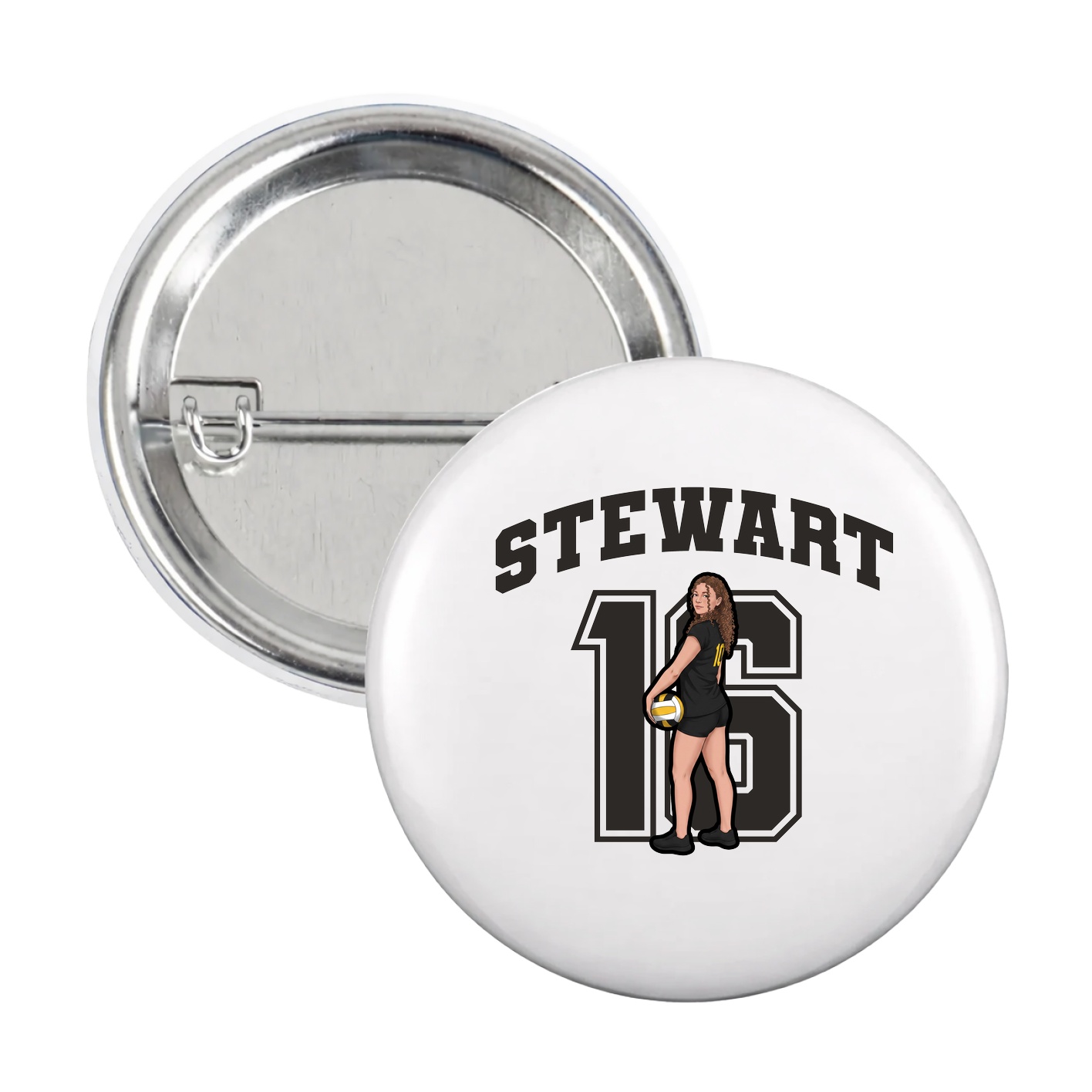 Game Day Button — Number in White