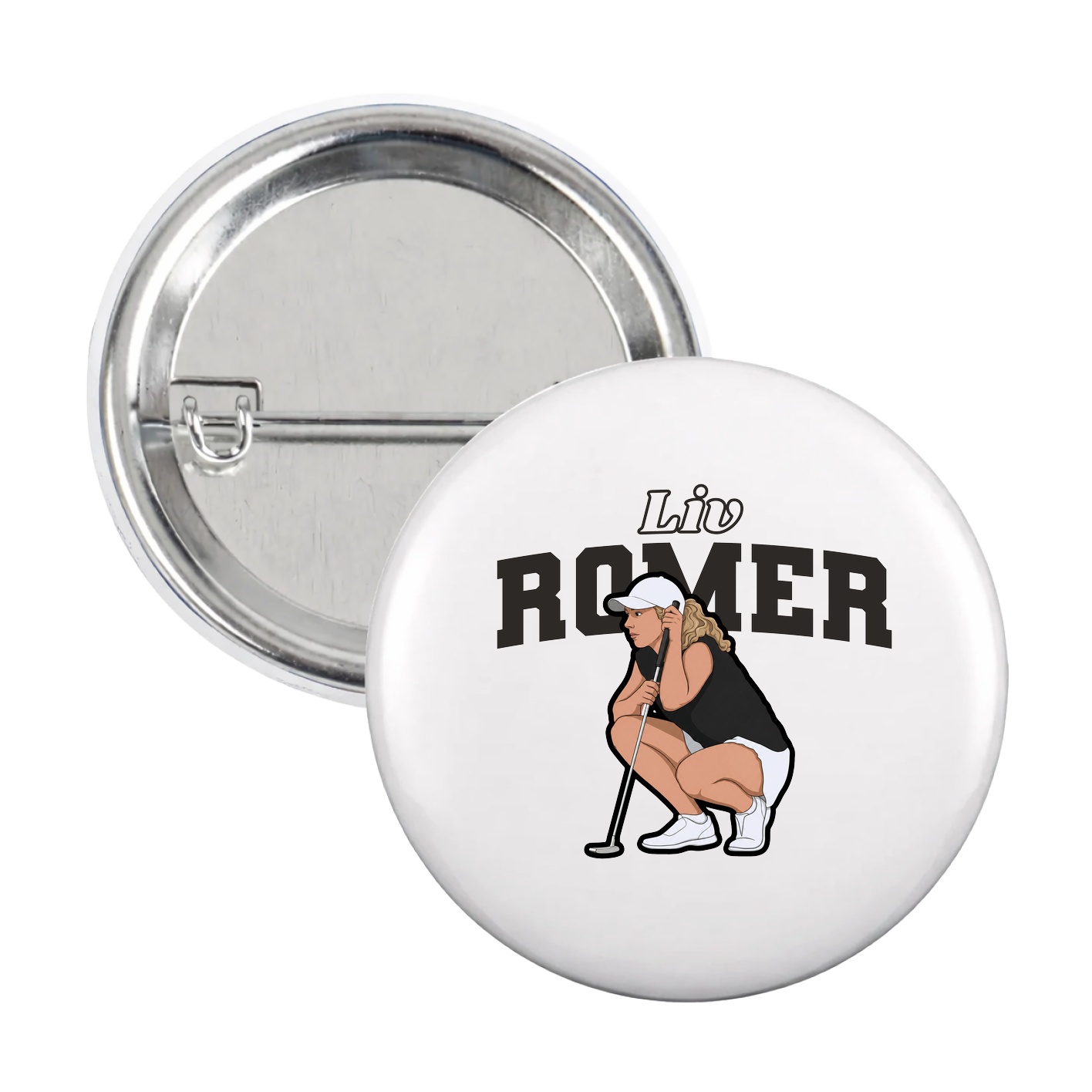 Game Day Button — Name Arch in White