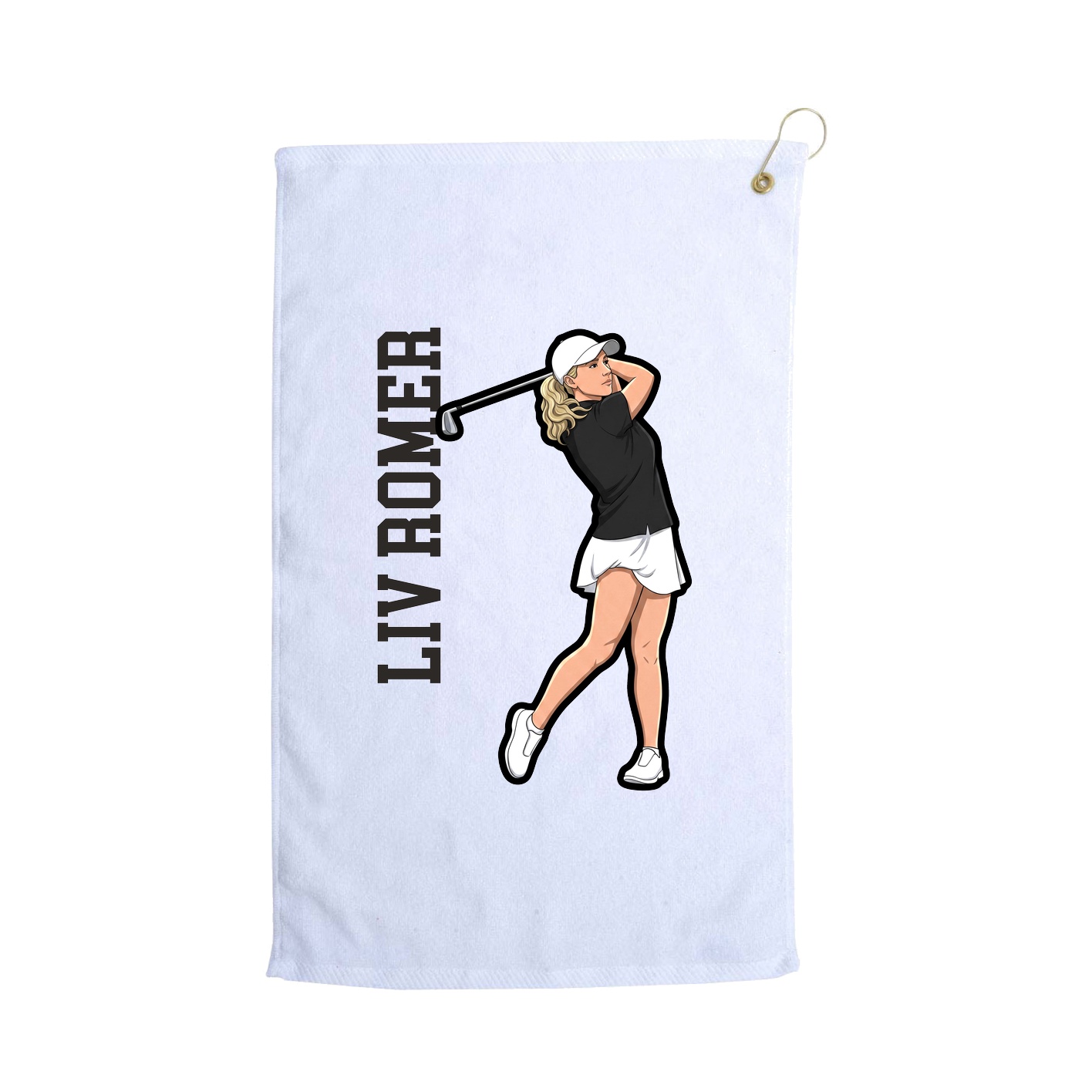 Golf Towel — Name Vertical in White