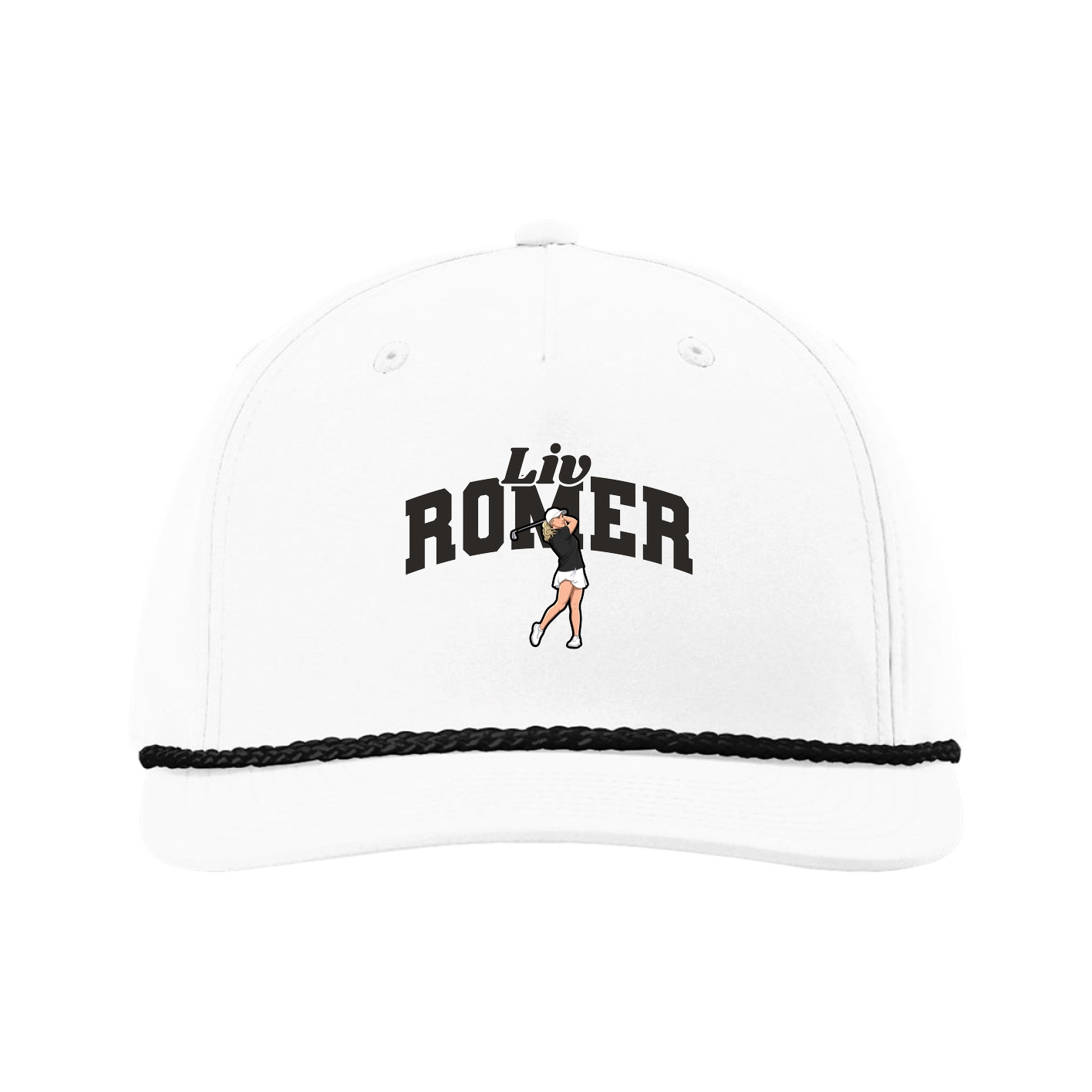 Five-Panel Classic Rope Cap — Signature Arch in White
